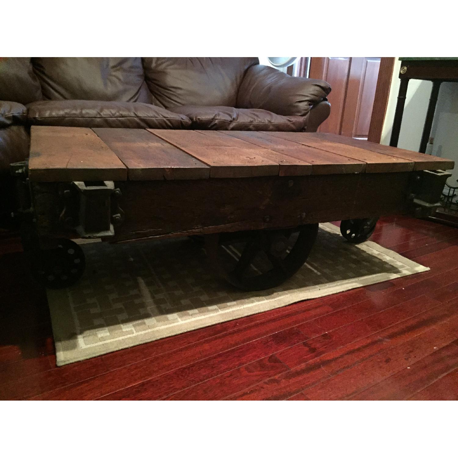 Antique Industrial Cart Coffee Table - image-2