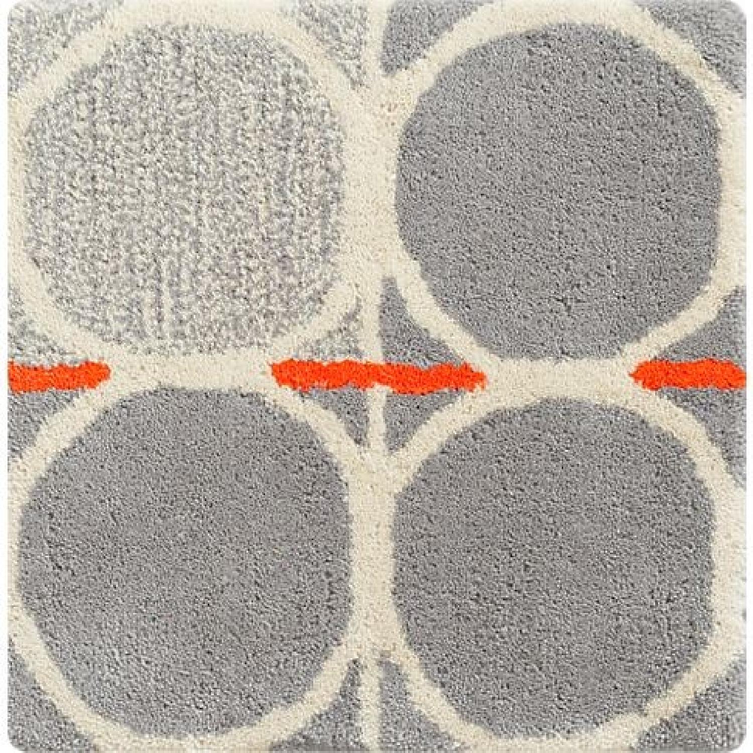 CB2 Grey Circle Rug with Orange Accents - image-1