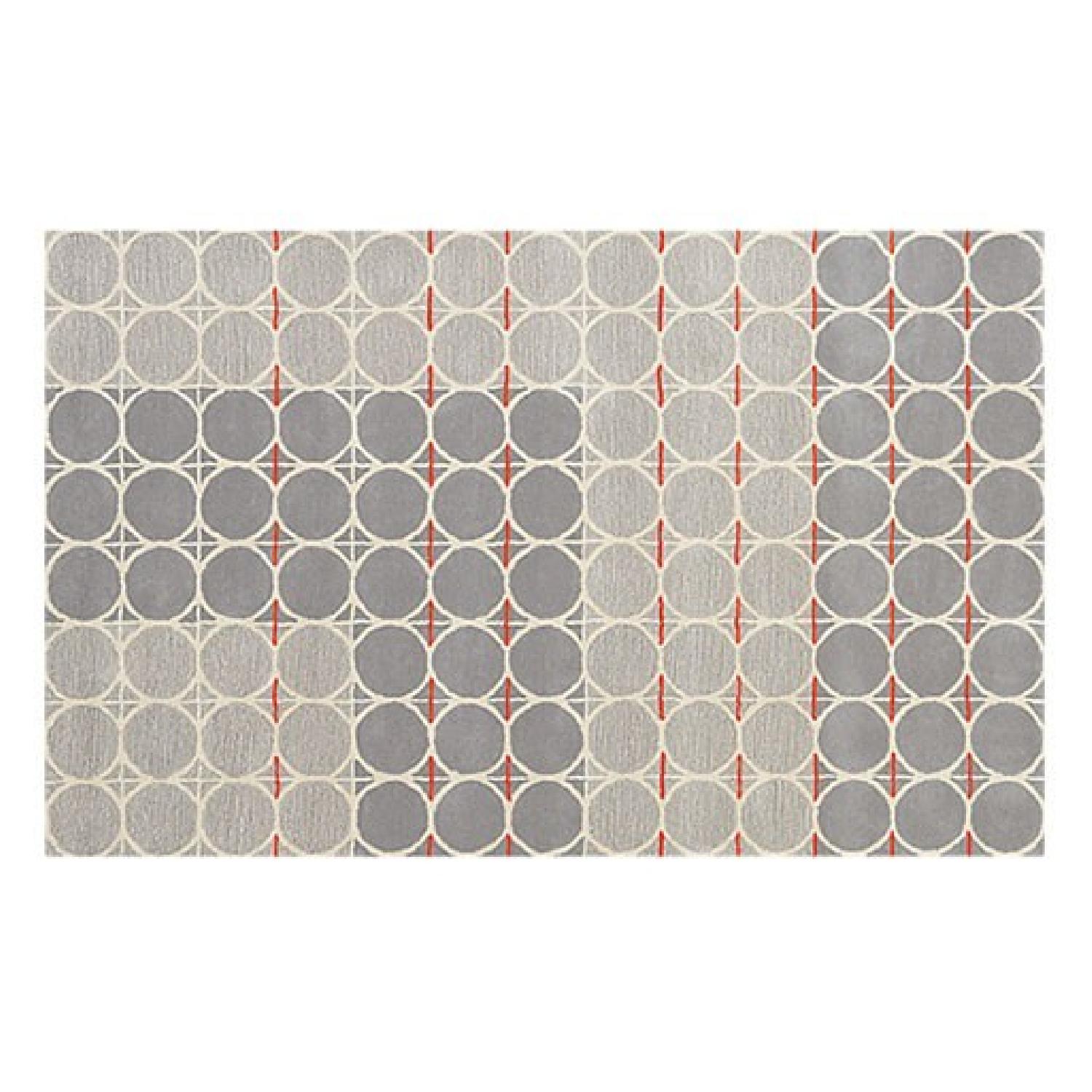 CB2 Grey Circle Rug with Orange Accents - image-0