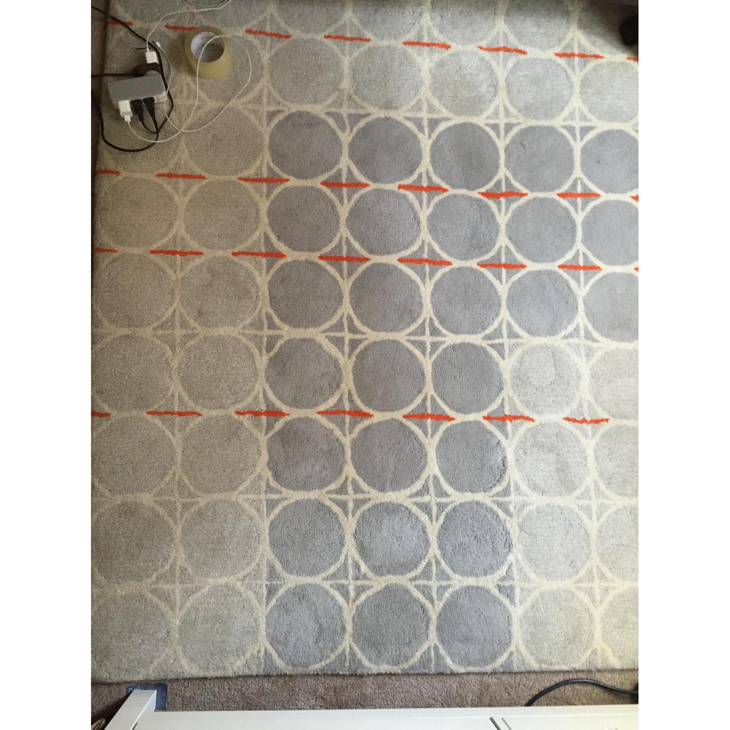 CB2 Grey Circle Rug with Orange Accents - image-4