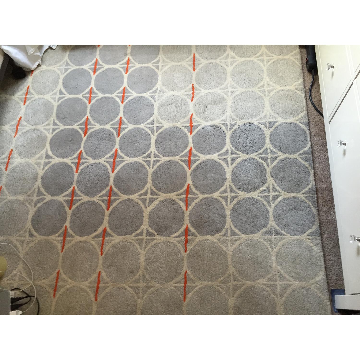 CB2 Grey Circle Rug with Orange Accents - image-5