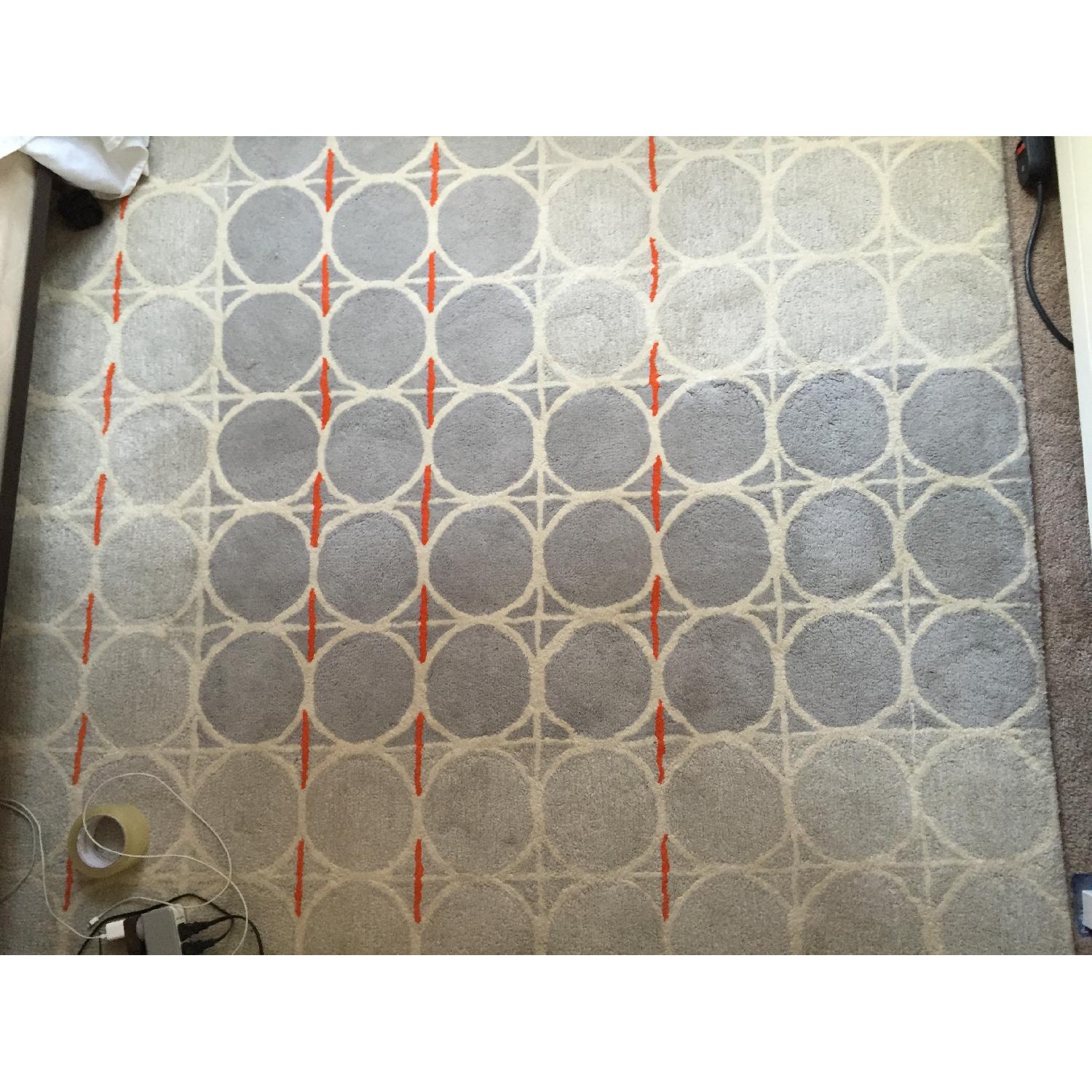 CB2 Grey Circle Rug with Orange Accents - image-6