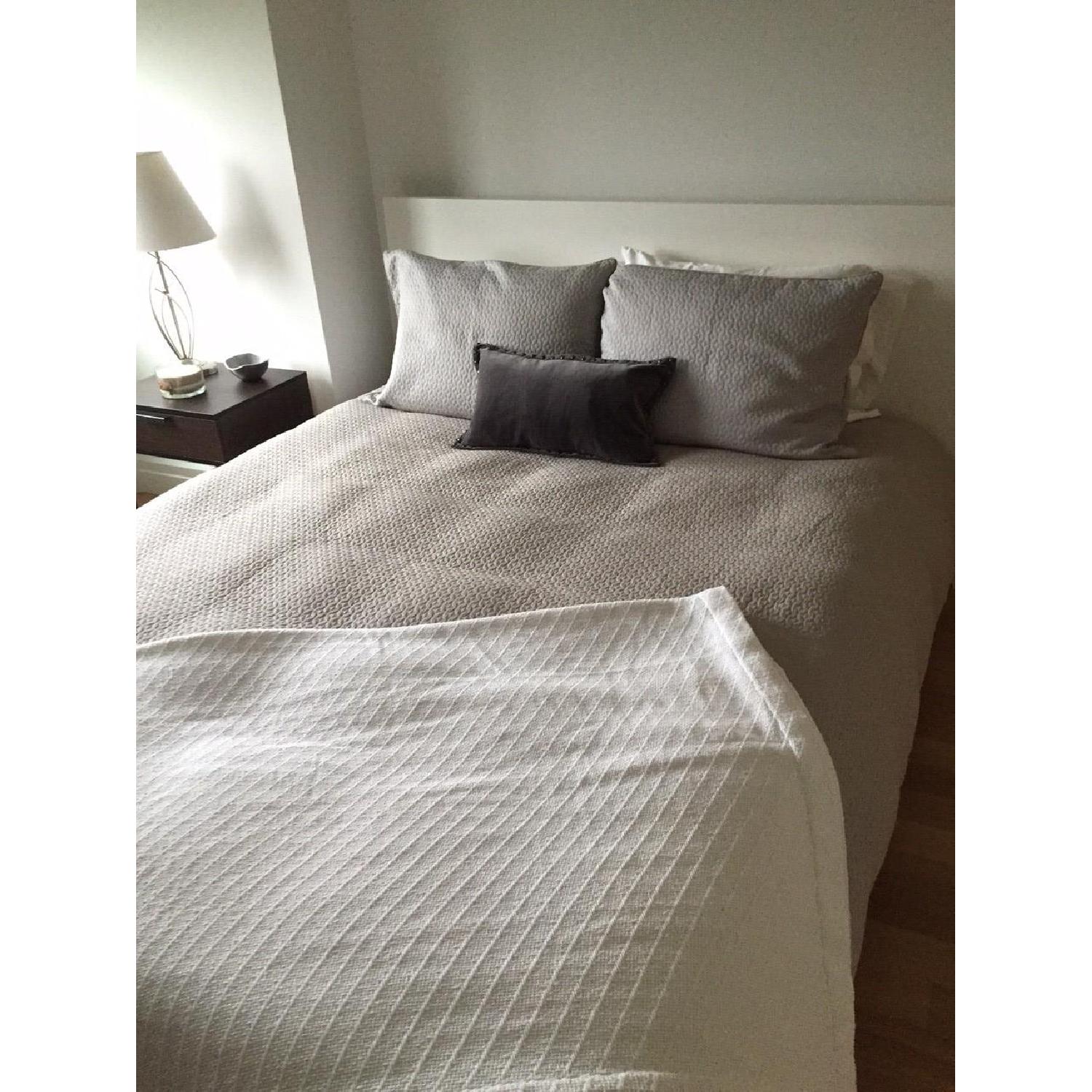 Ikea Wood Queen White Bed Frame w/ Headboard - image-2