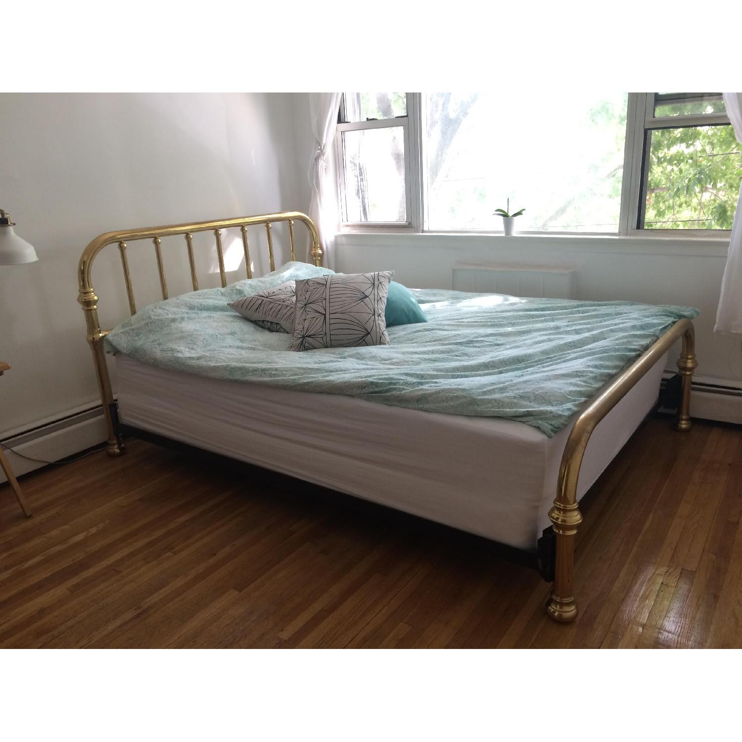 Vintage Style Queen Size Solid Brass Bed Frame - image-1