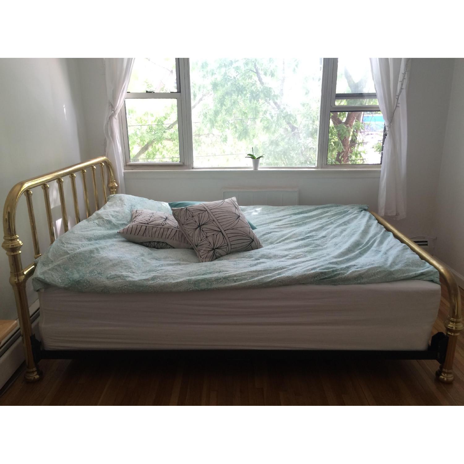 Vintage Style Queen Size Solid Brass Bed Frame - image-2