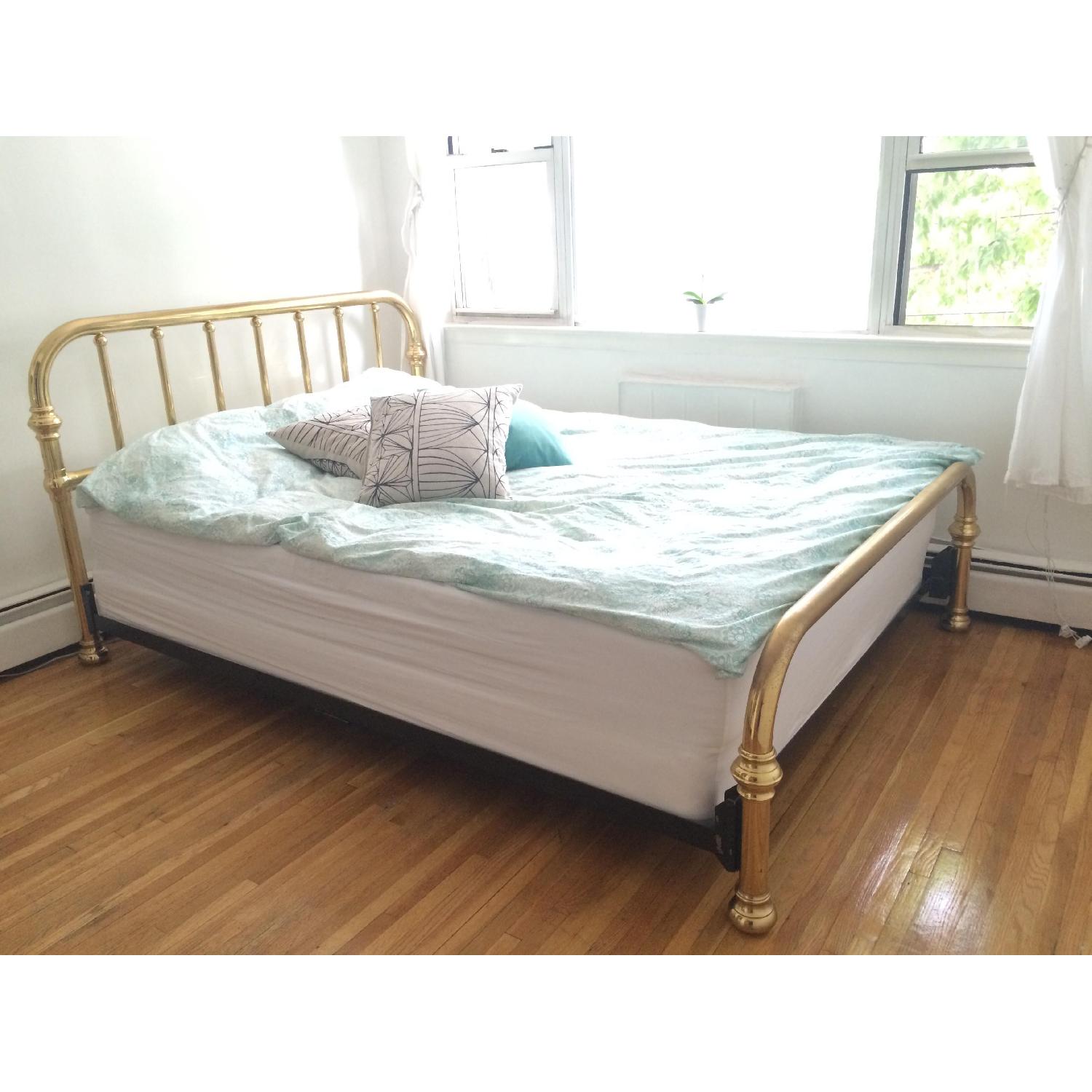 Vintage Style Queen Size Solid Brass Bed Frame - image-8