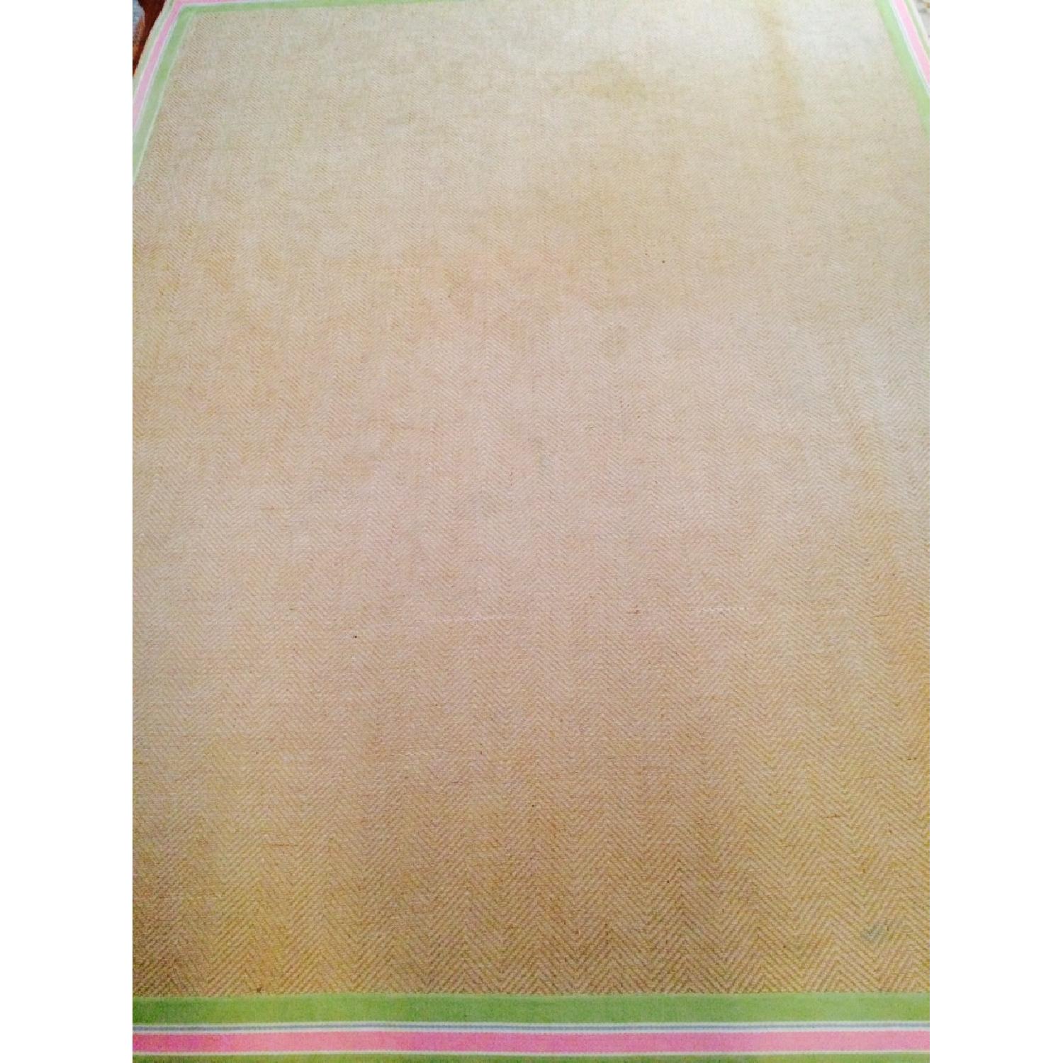 Pottery Barn Kids Bordered Chenille Rug w/ Pink & Green Border - image-4