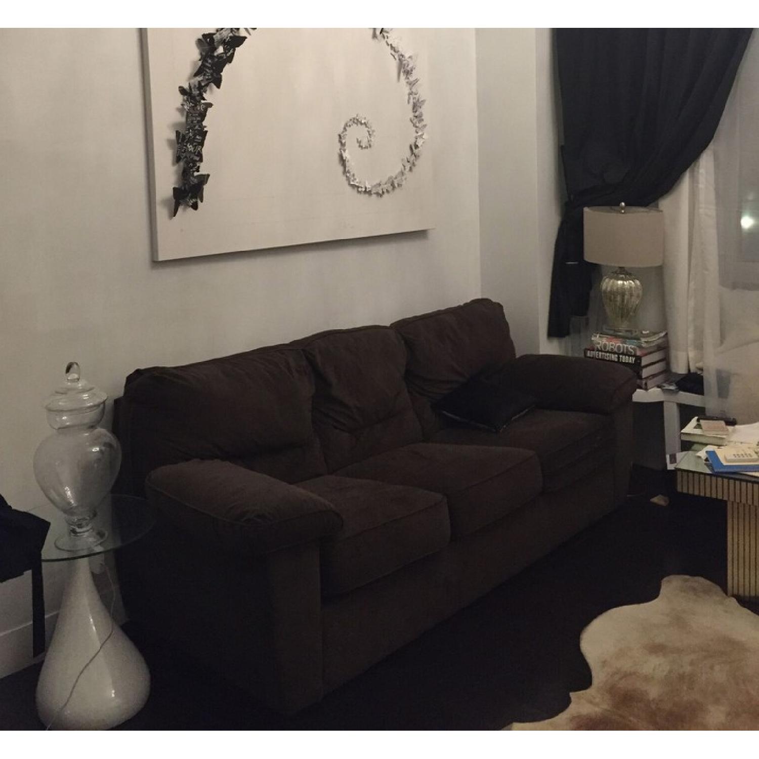 Crate & Barrel Dark Brown Velvet Sofa - image-1