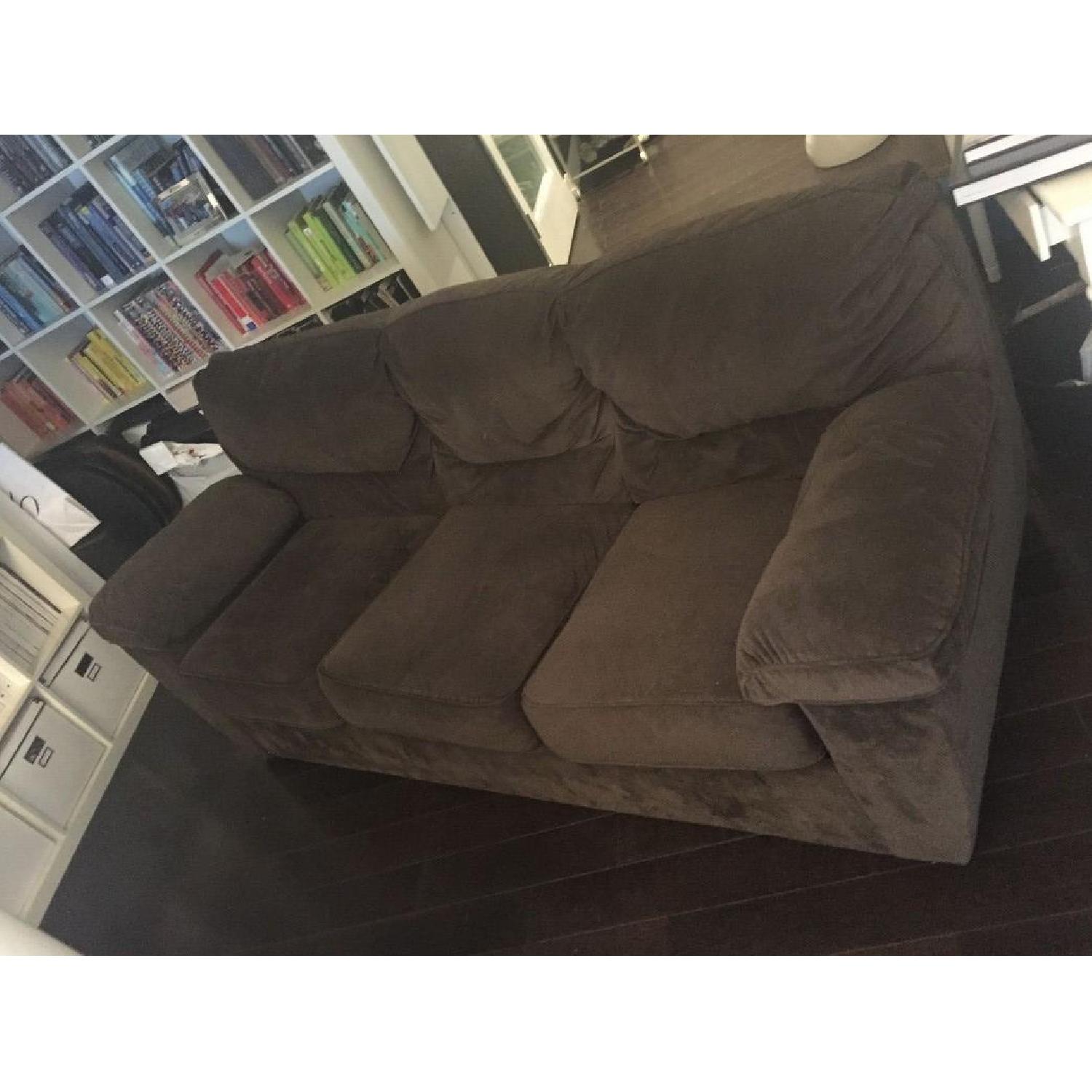 Crate & Barrel Dark Brown Velvet Sofa - image-2