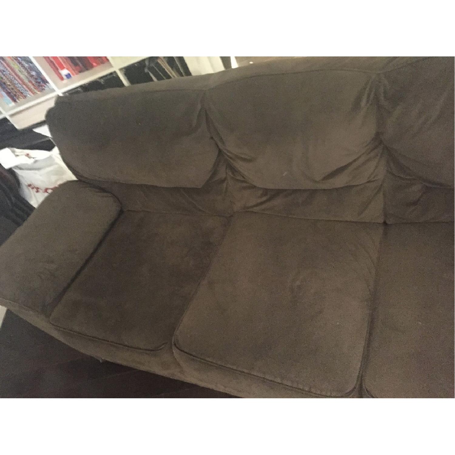 Crate & Barrel Dark Brown Velvet Sofa - image-3