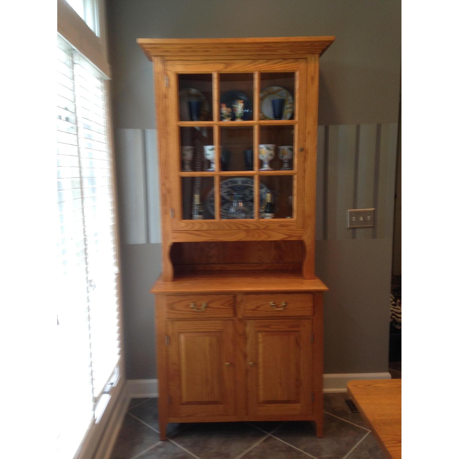 Tom Seely Expandable Oak Dining Room Table + Matching Hutch - image-6