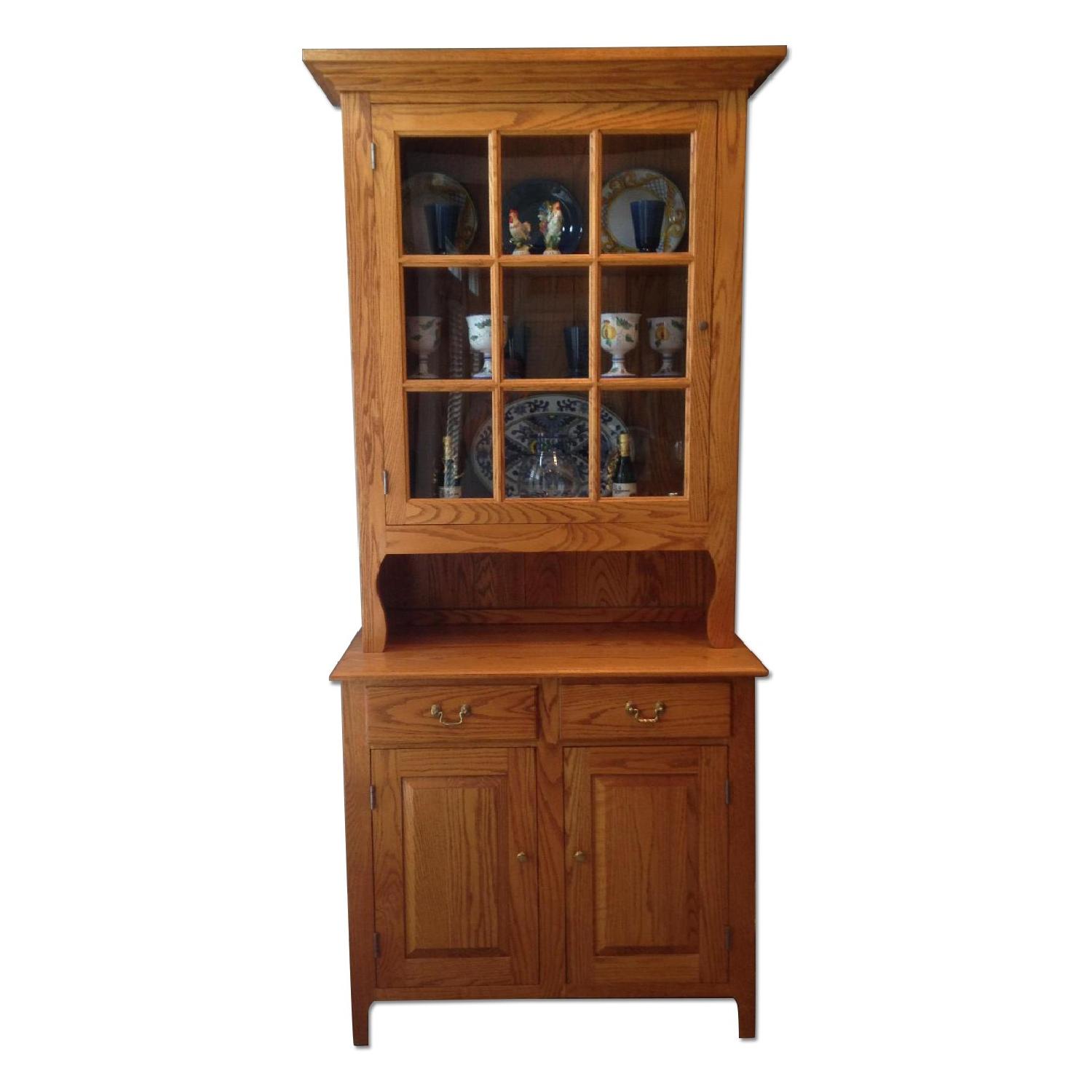 Tom Seely Expandable Oak Dining Room Table + Matching Hutch - image-8