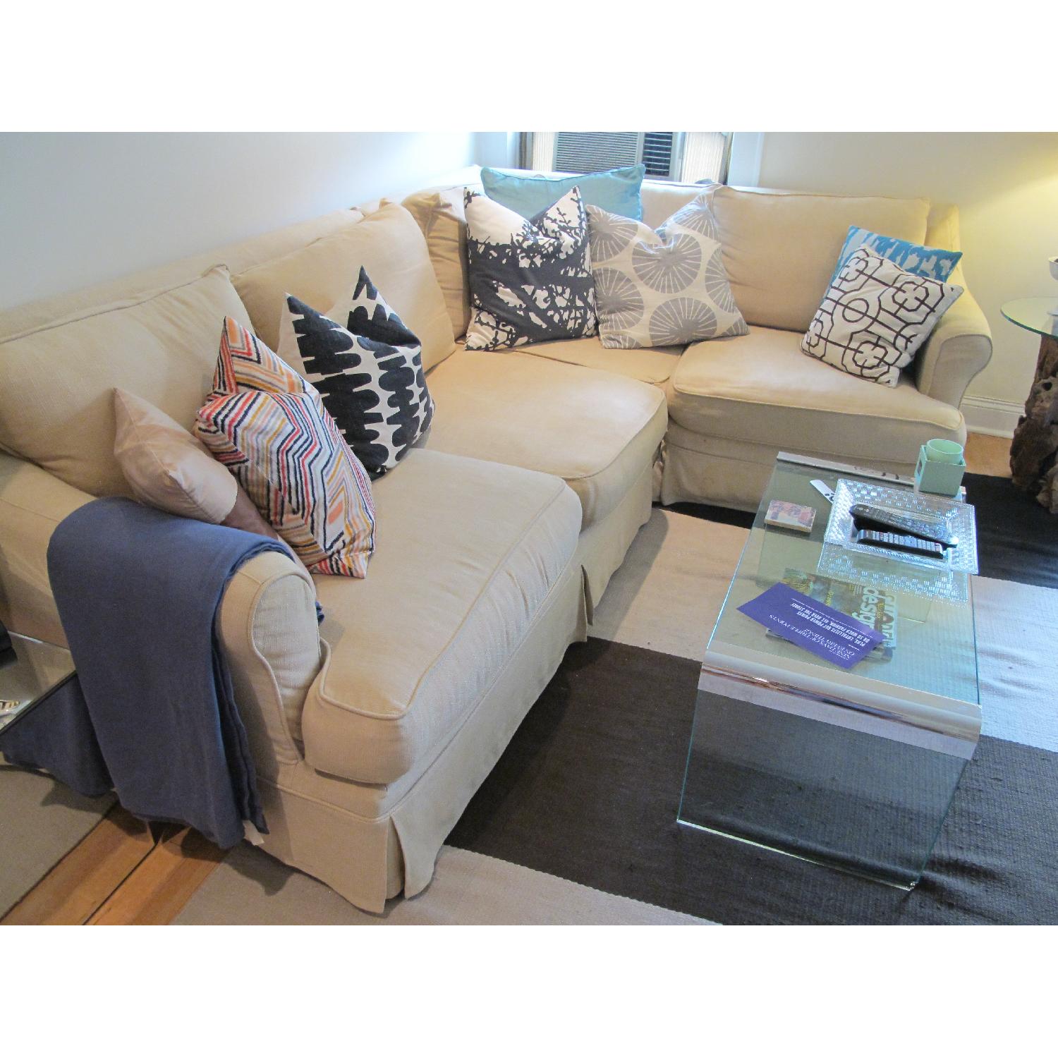 Pottery Barn Belgian Linen Sectional Couch AptDeco