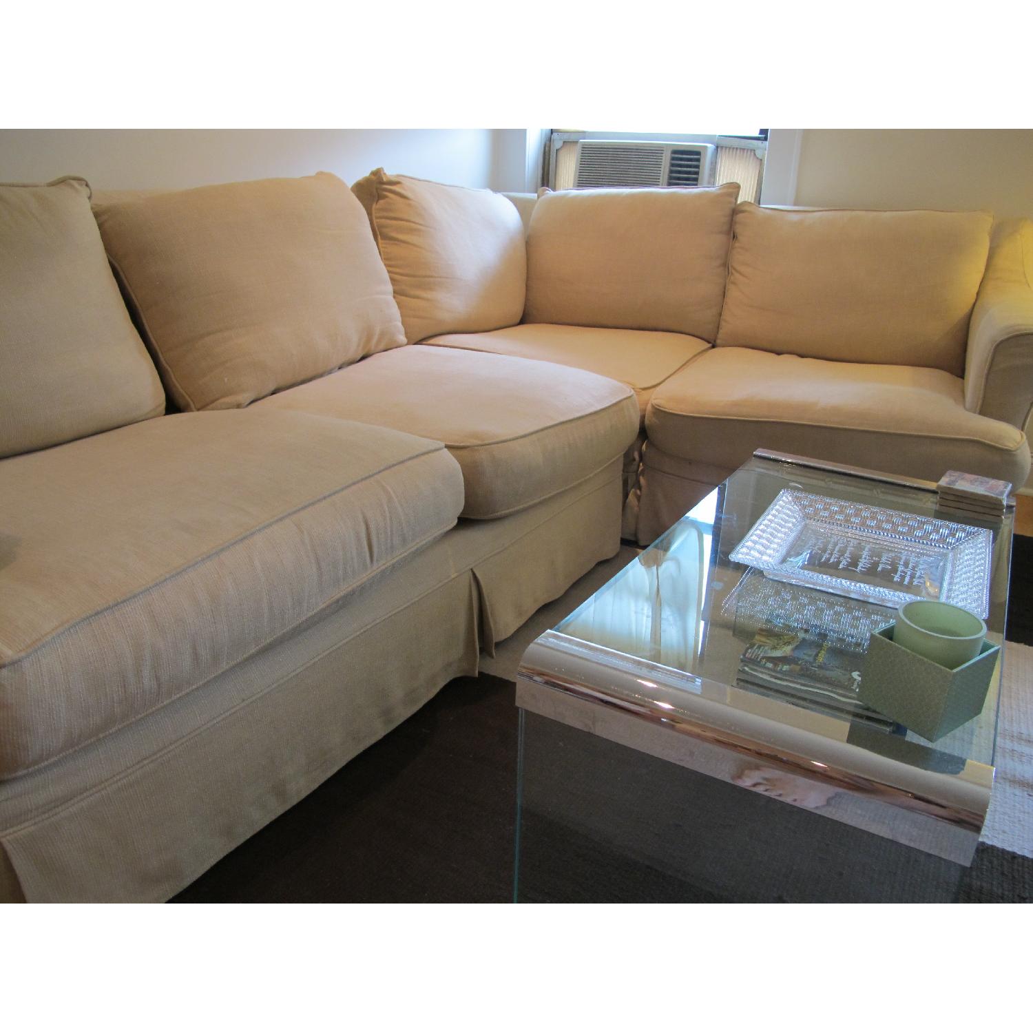 Pottery Barn Belgian Linen Sectional Couch AptDeco