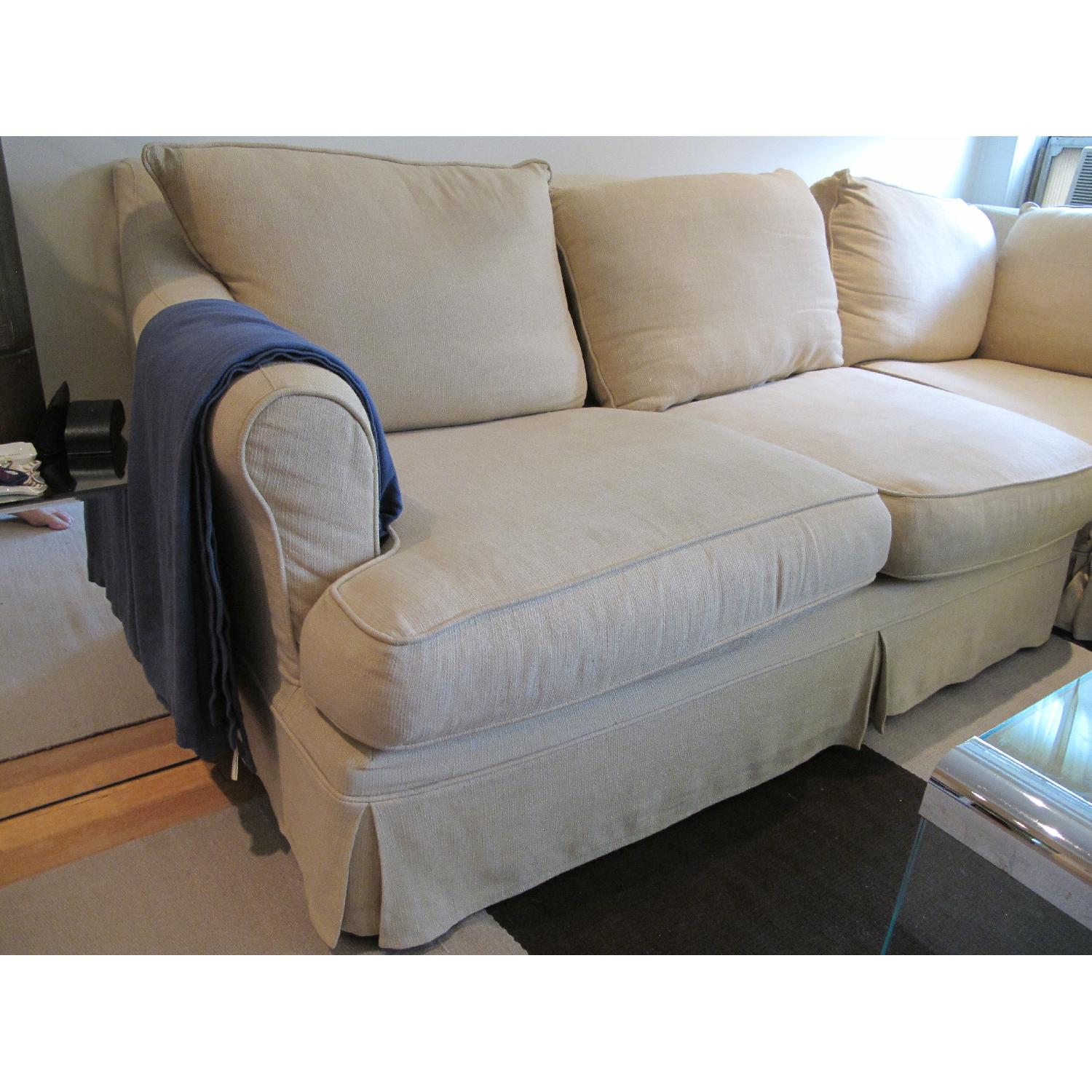 Pottery Barn Belgian Linen Sectional Couch AptDeco