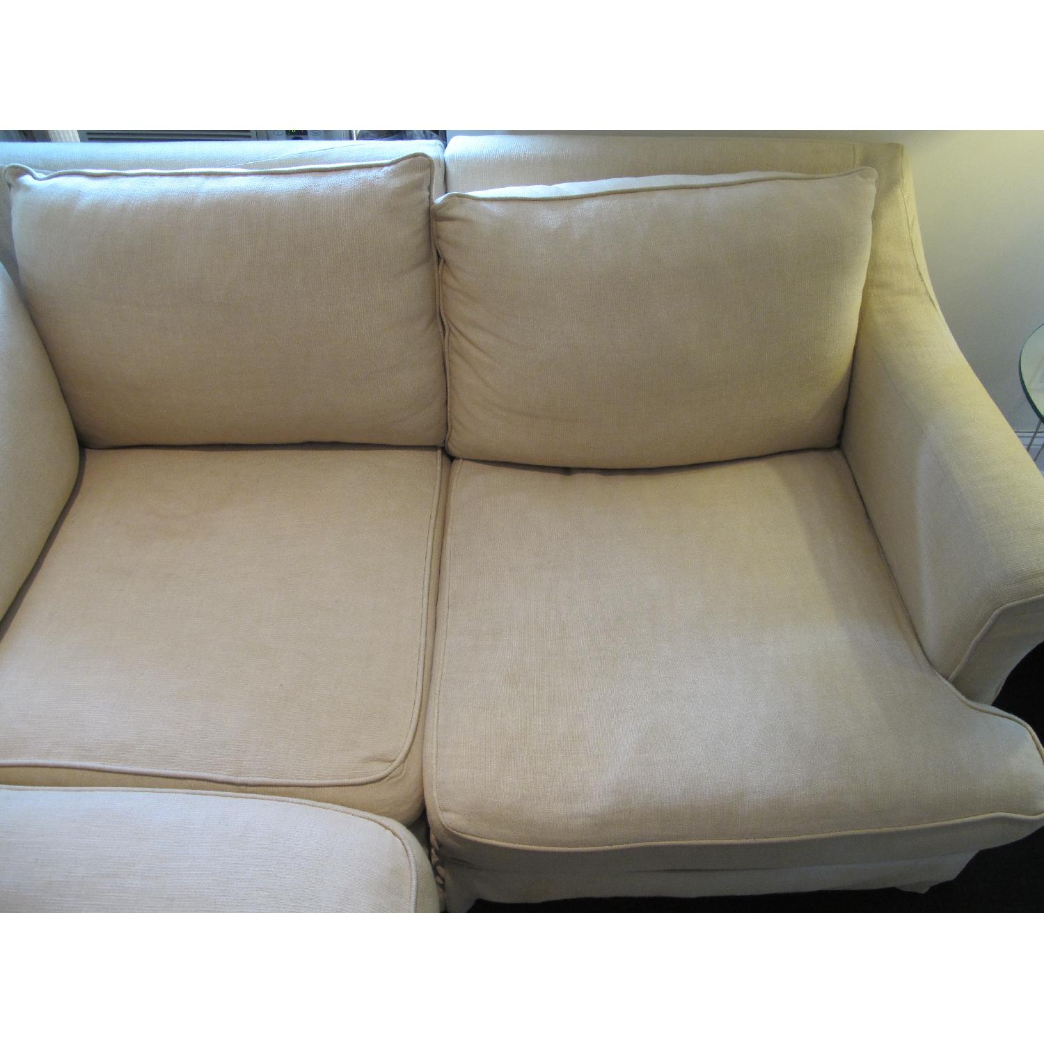 Pottery Barn Belgian Linen Sectional Couch AptDeco