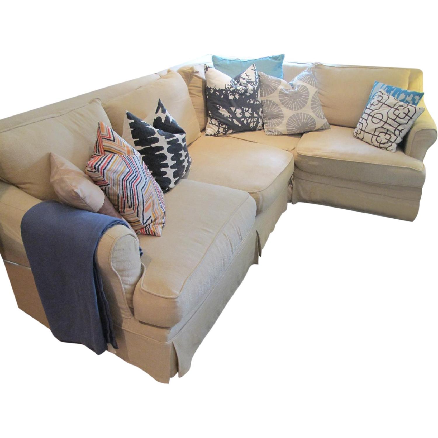 Pottery Barn Belgian Linen Sectional Couch AptDeco