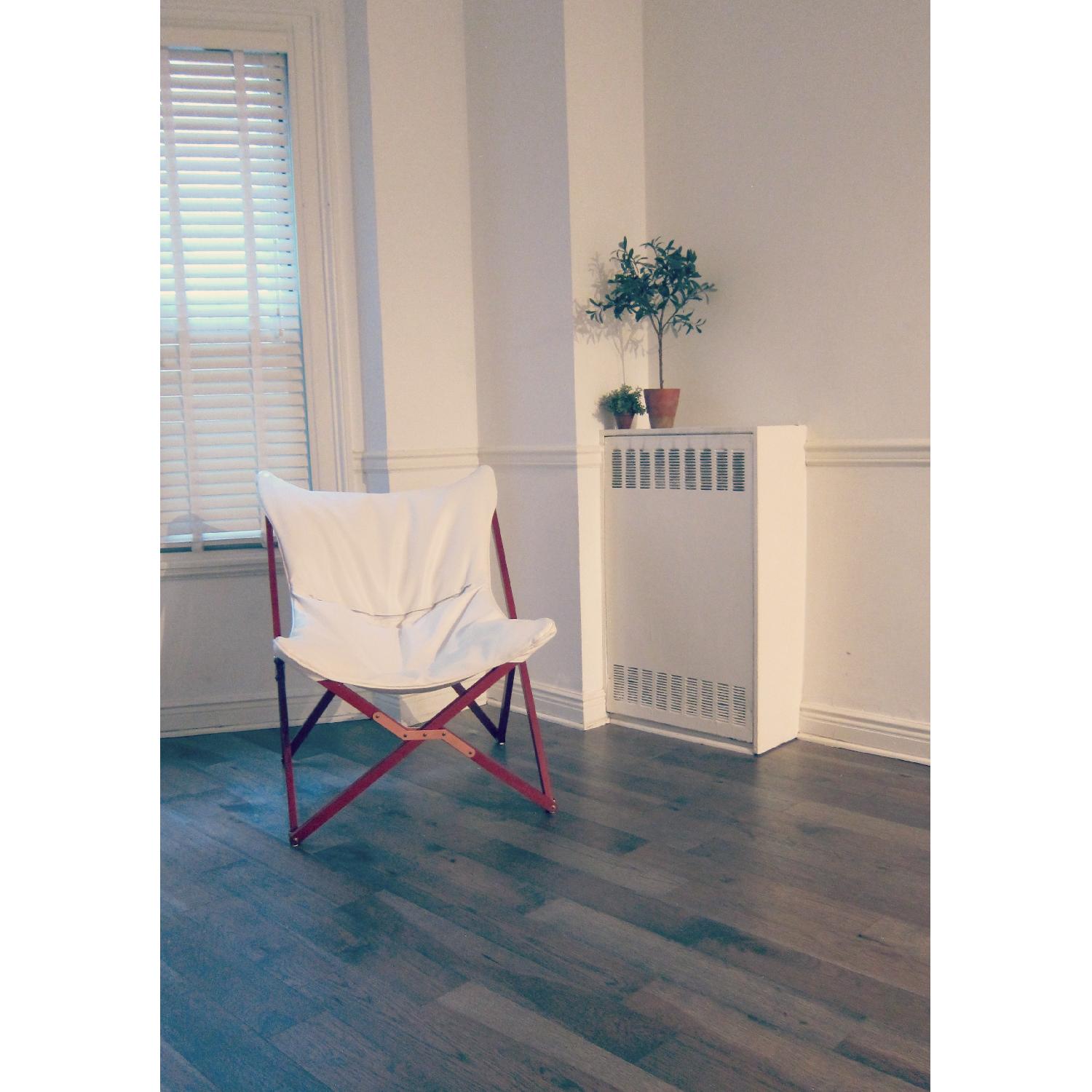 Mid Century Modern White Accent Chair - image-1