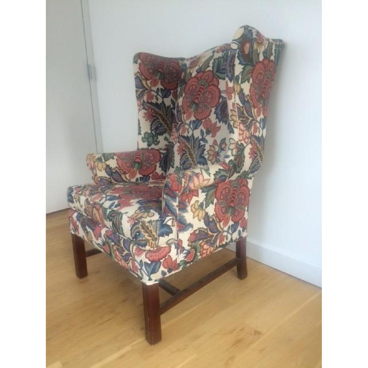 Vintage Floral Wingback Chair - image-2