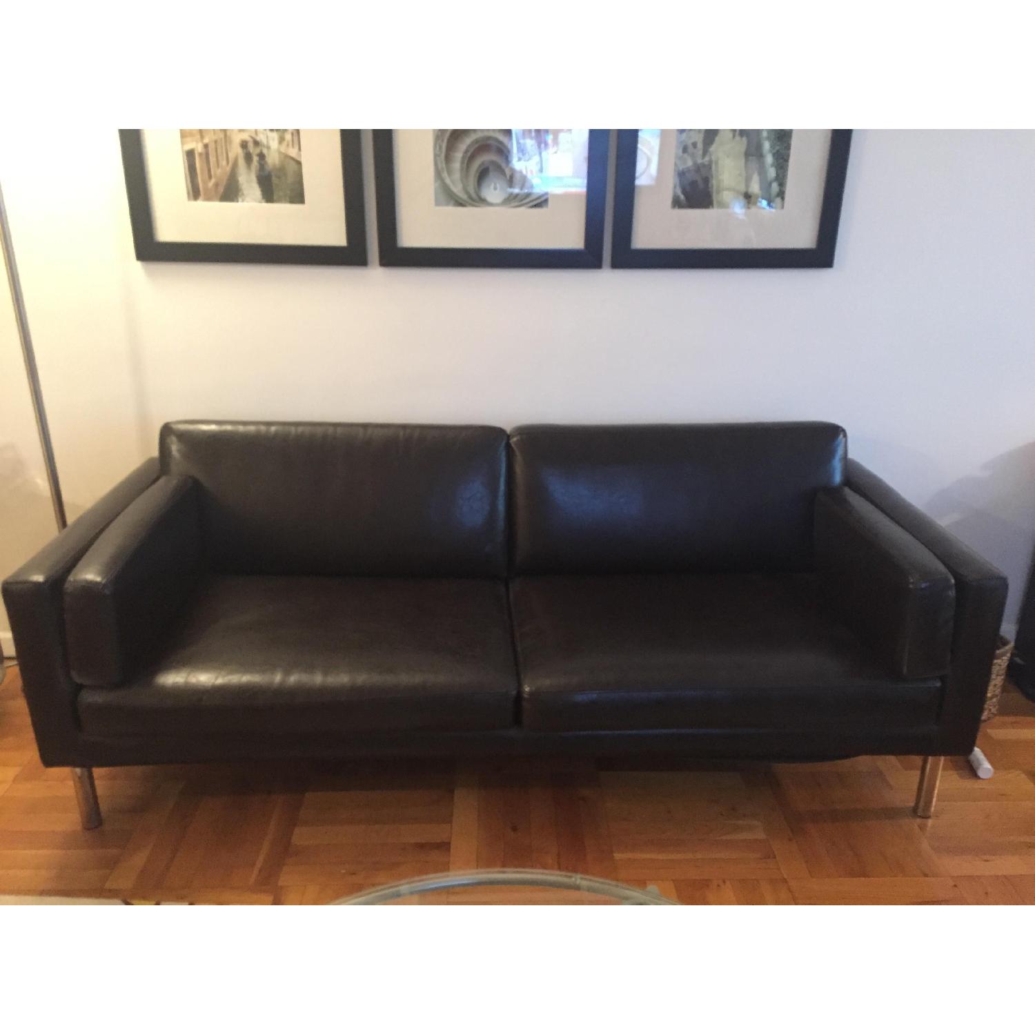 Ikea Brown Leather Sofa - image-1