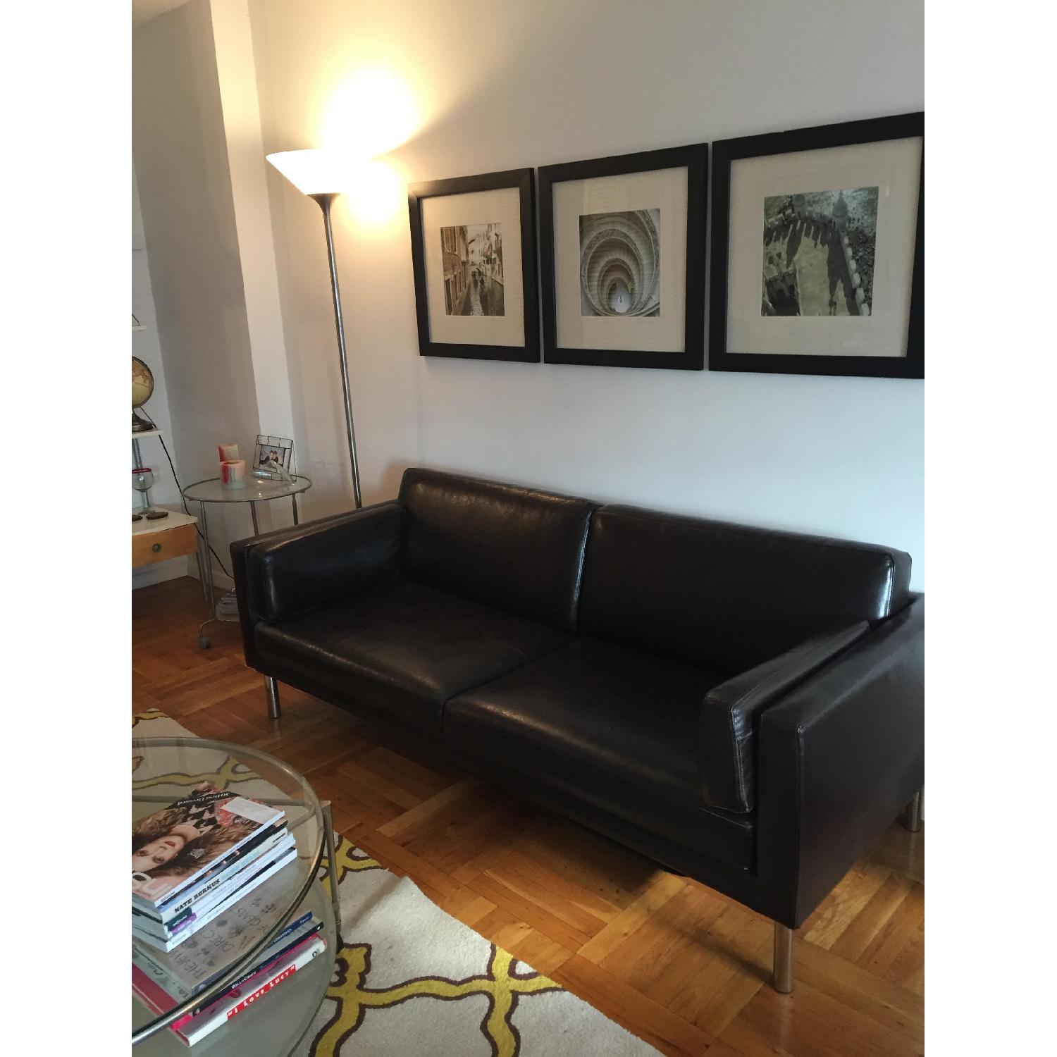 Ikea Brown Leather Sofa - image-4