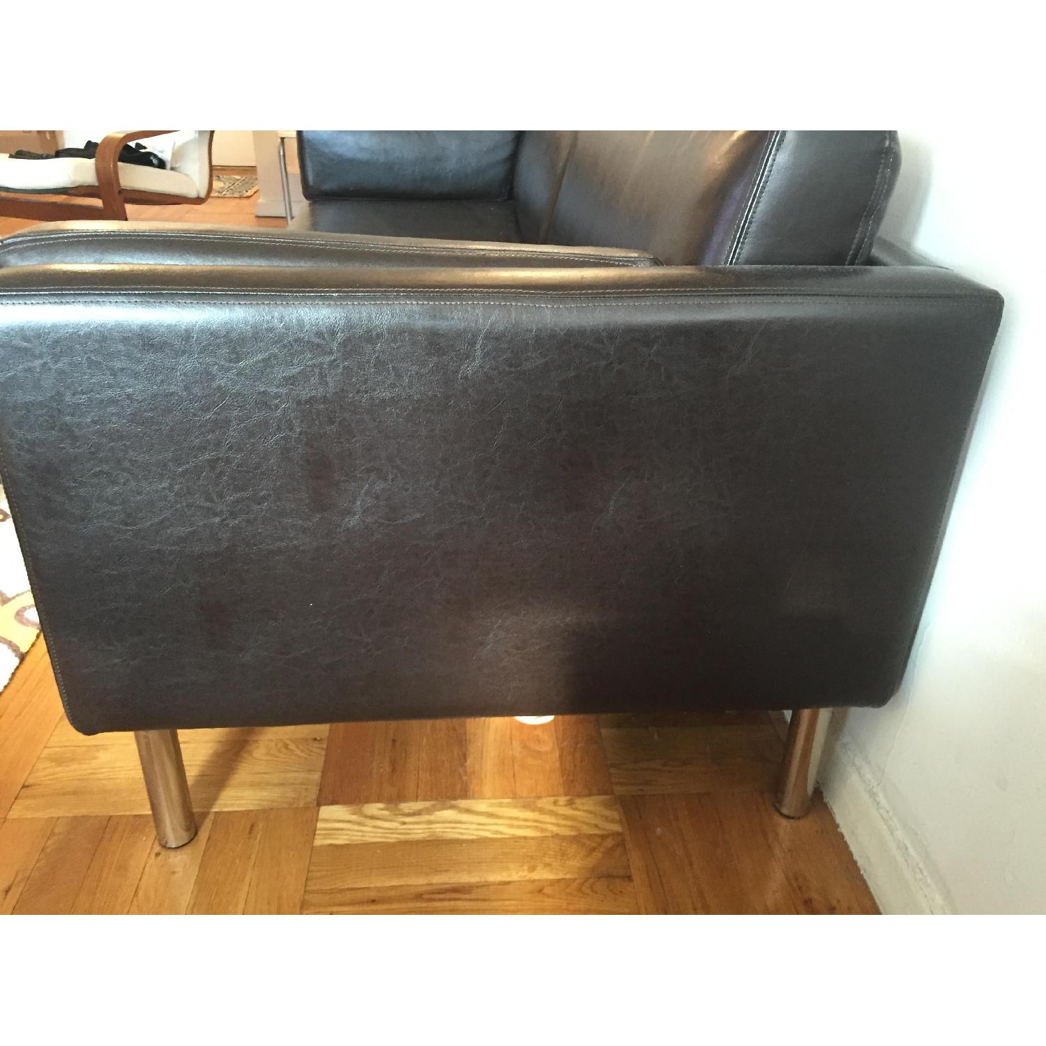 Ikea Brown Leather Sofa - image-5