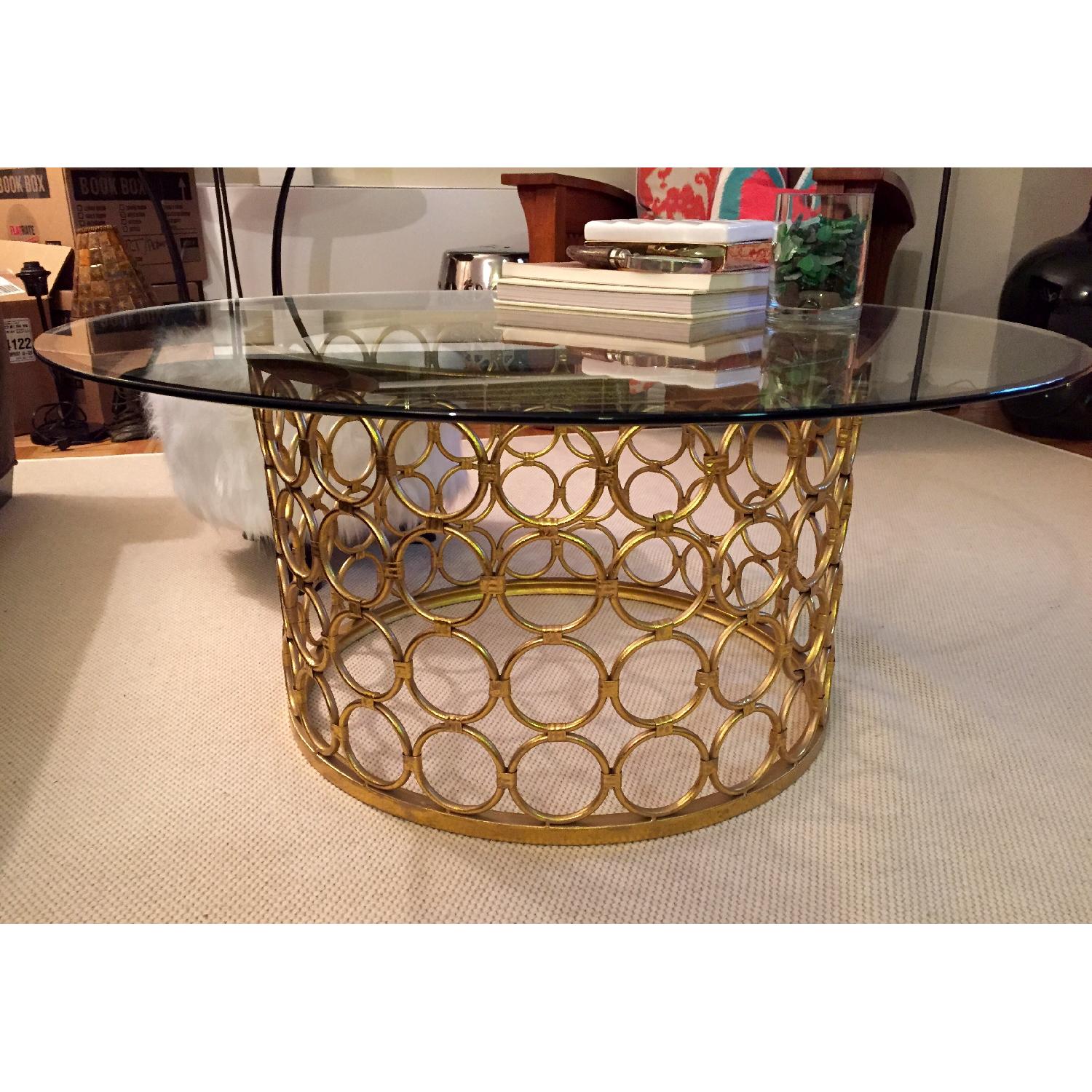 Bassett Mirror Company Inc Glass & Metal Glam Round Coffee Table - image-1