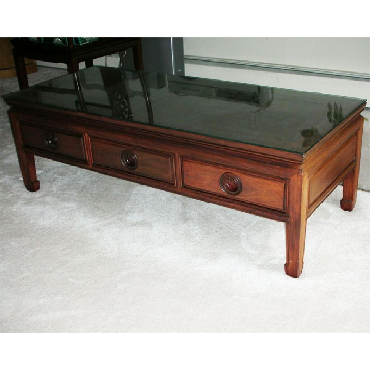 Chinese Style Rosewood 3-Drawer Coffee Table - image-1