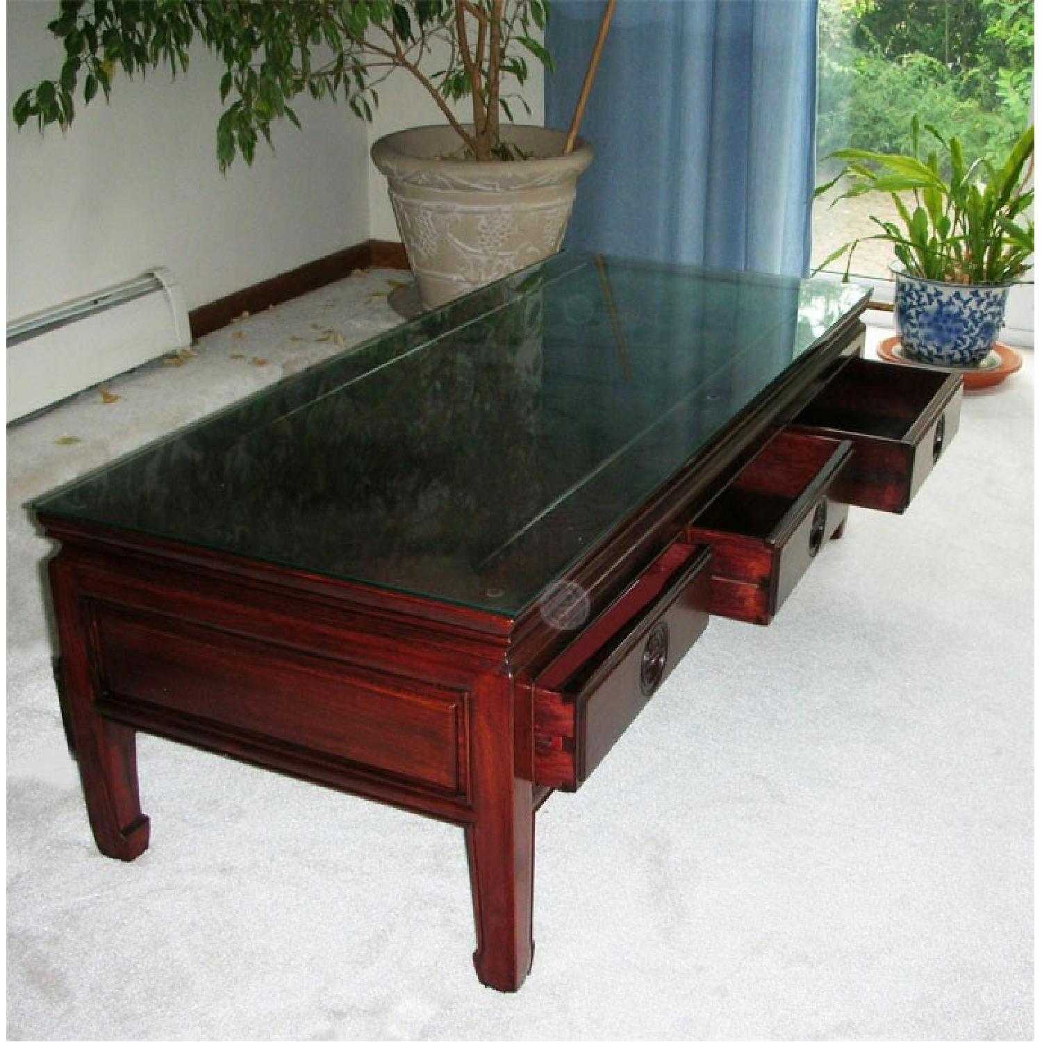 Chinese Style Rosewood 3-Drawer Coffee Table - image-2