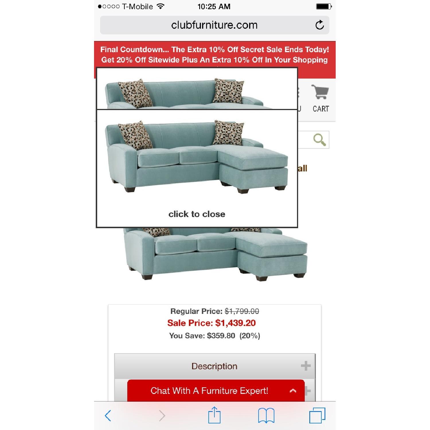 Light Blue Sectional Sofa - image-2