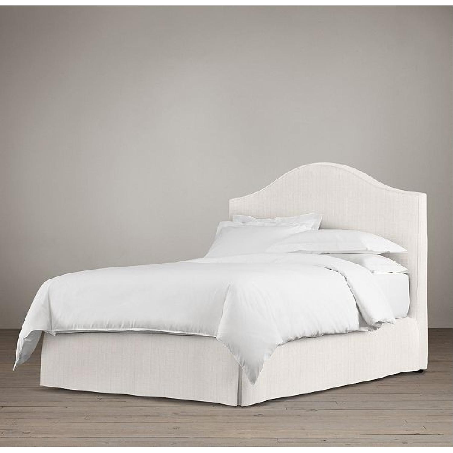 Restoration Hardware Belgian Camelback Slipcovered Headboard w/ Bed Skirt - image-2