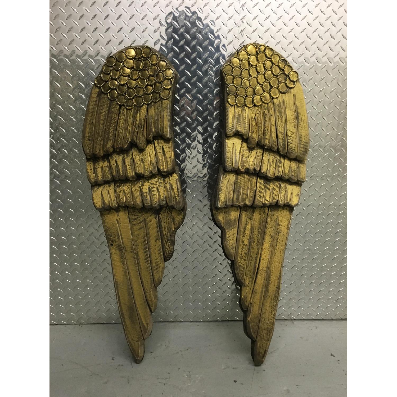 Hand Carved & Painted Wooden Angel Wings - Pair - image-1