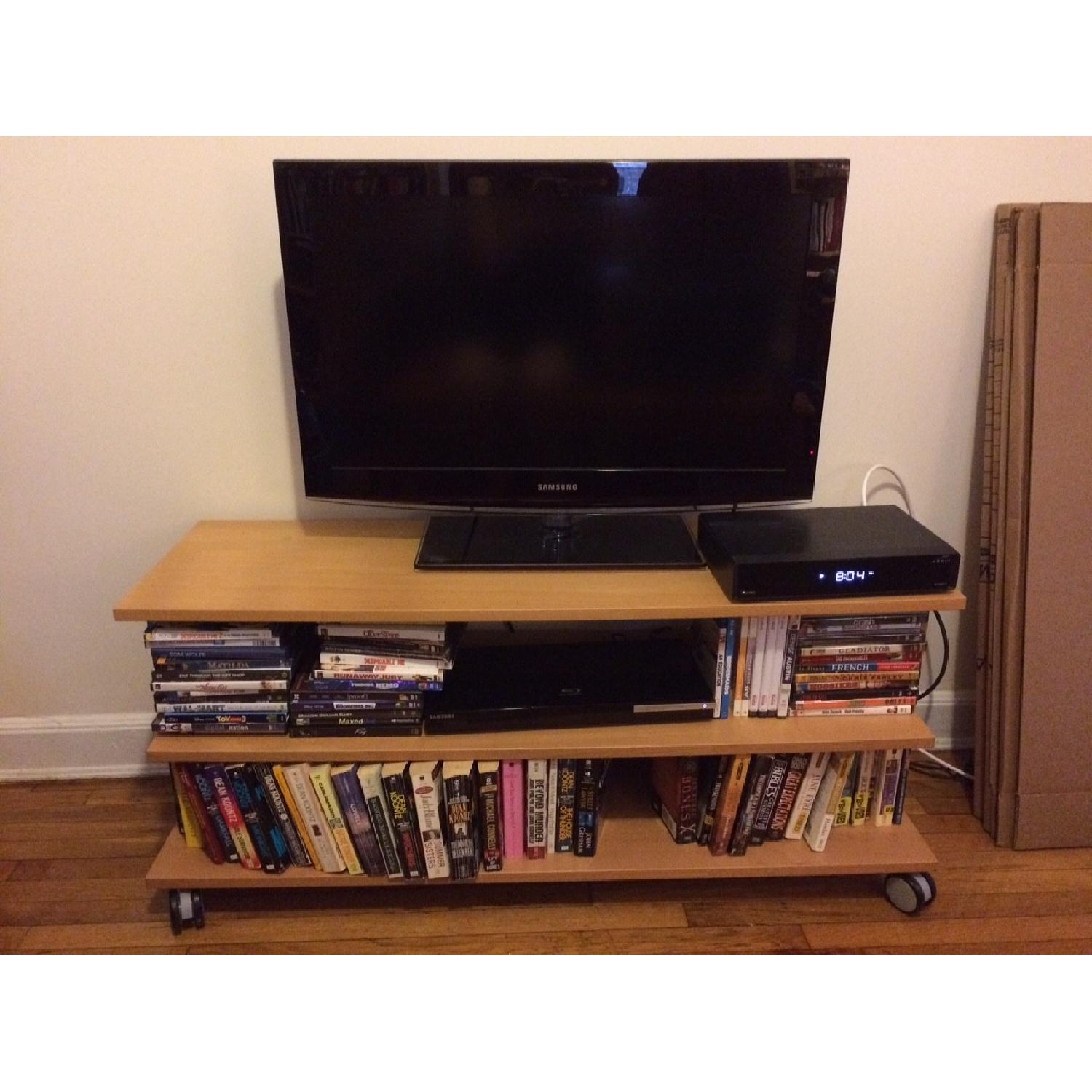 Ikea TV Stand w/ Shelves on Wheels - image-2