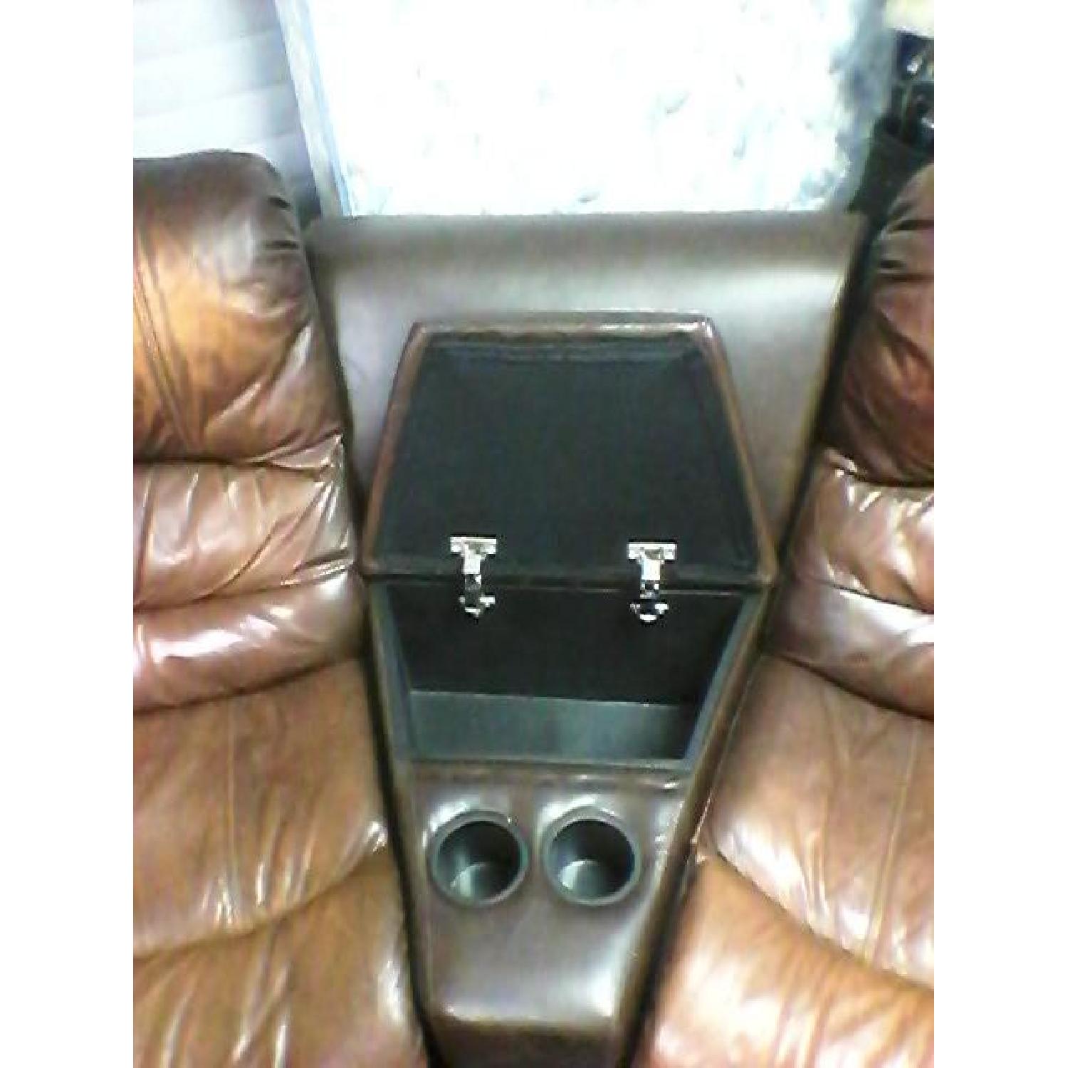 Double Leather Recliner with Center Console & Ottoman - image-5