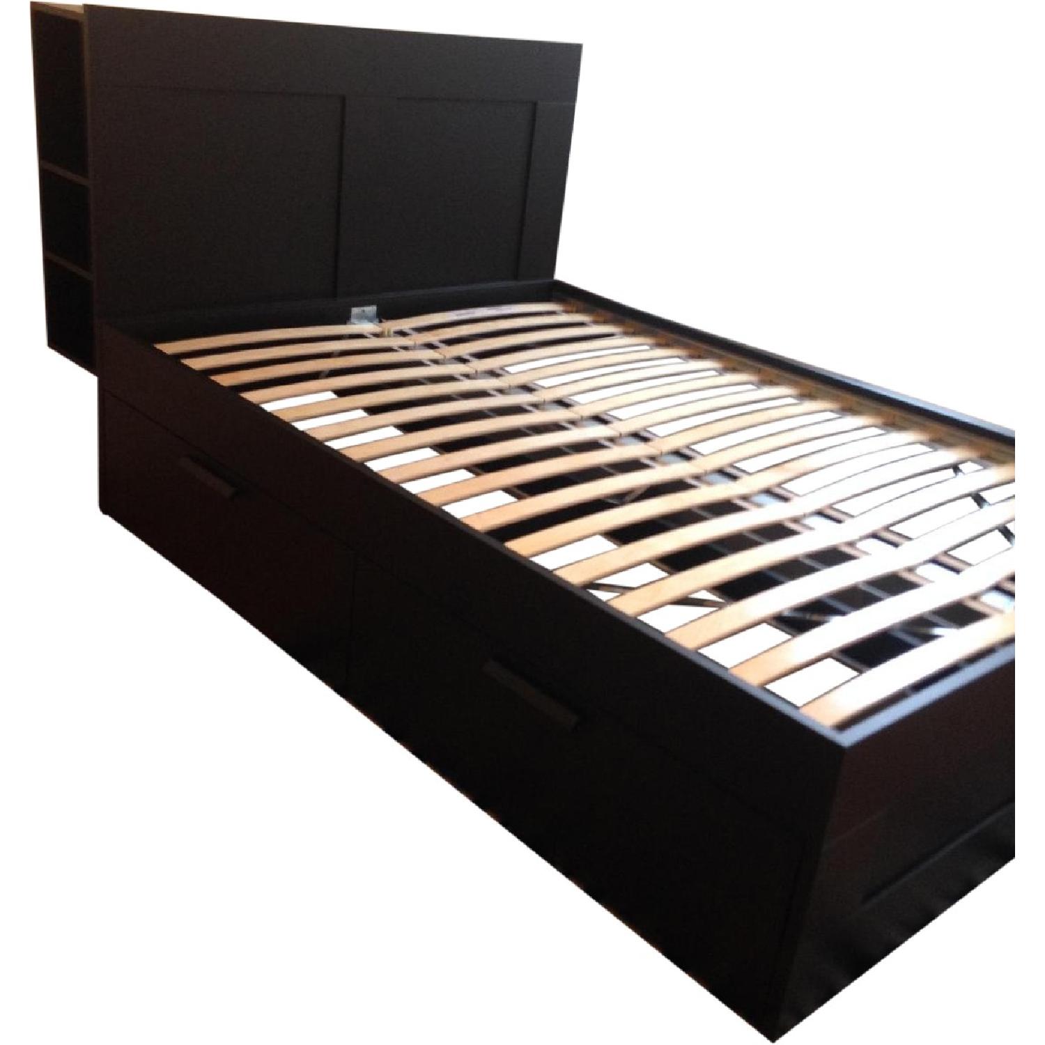 Ikea Brimnes Full Size Storage Bed w/ Headboard AptDeco