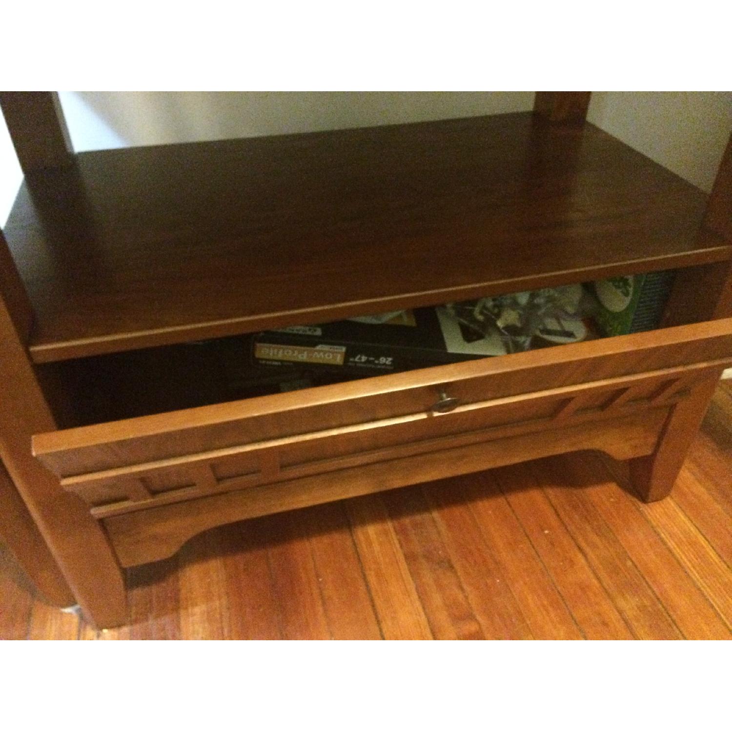 Bob's Hardwood Expandable Dining Table w/ Storage & 4 High Top Chairs - image-5