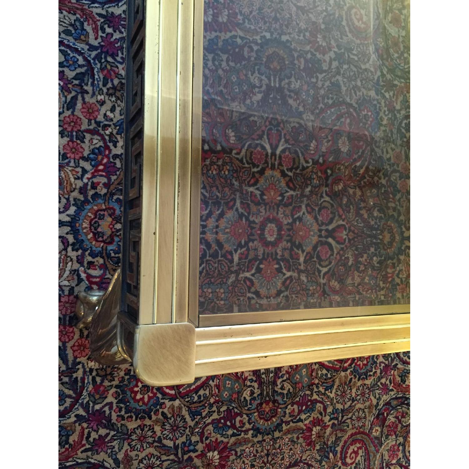 1st Dibs Brass Coffee Table w/ Greek Key Design & Glass Top - image-4
