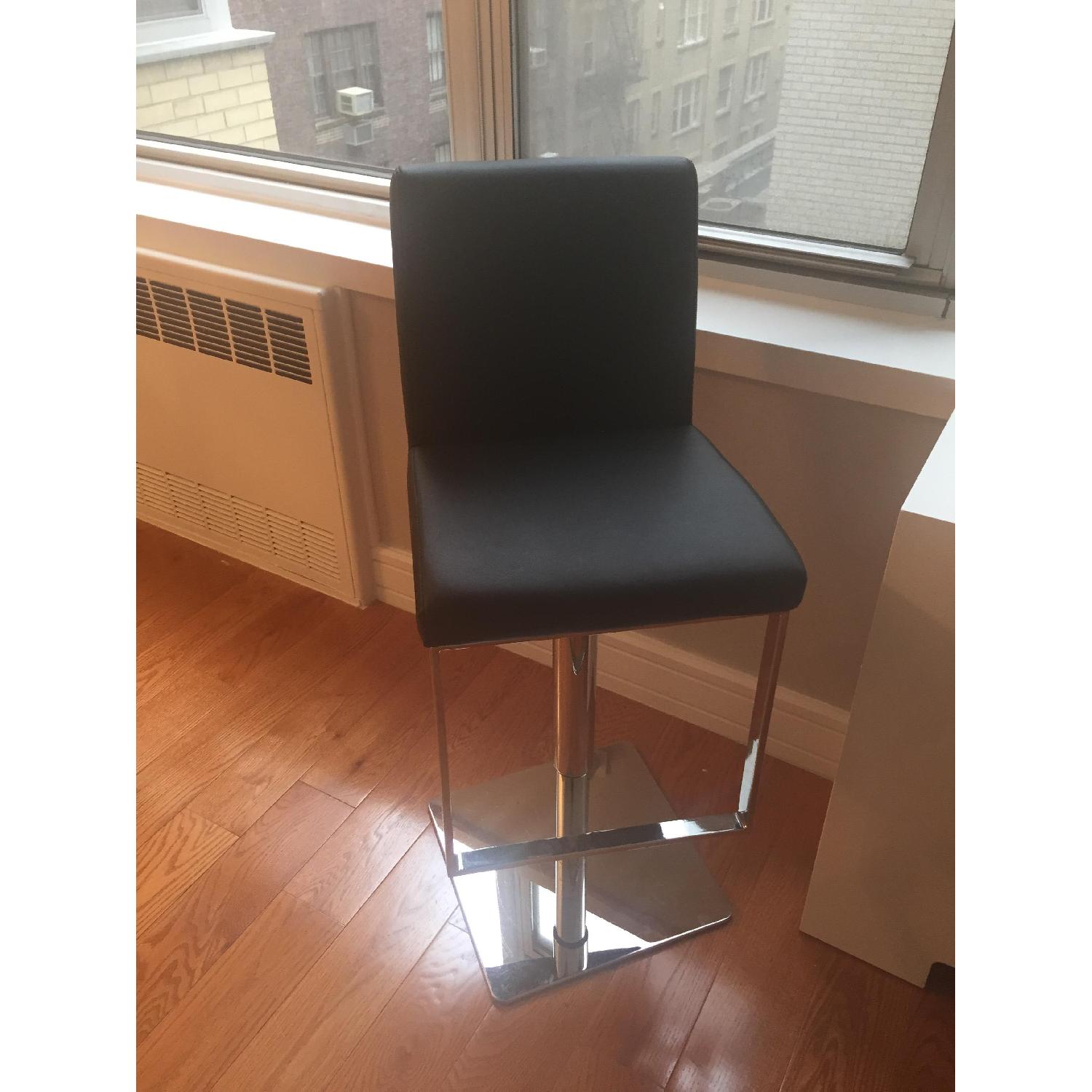 Modani Height Adjustable Black Leather Bar Stools - image-3