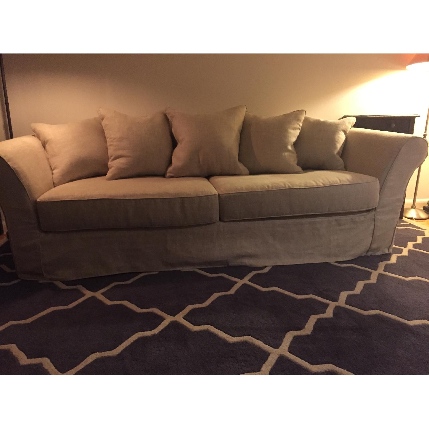 Restoration Hardware Camelback Sofa in Down Belgian Linen Sand - image-1