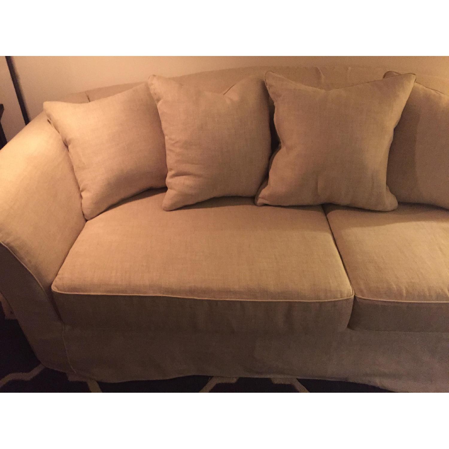 Restoration Hardware Camelback Sofa in Down Belgian Linen Sand - image-5