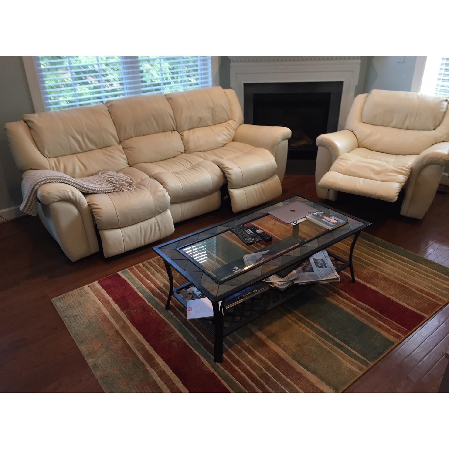 Value City White Leather Power Recliner Sofa +  Chair - image-2