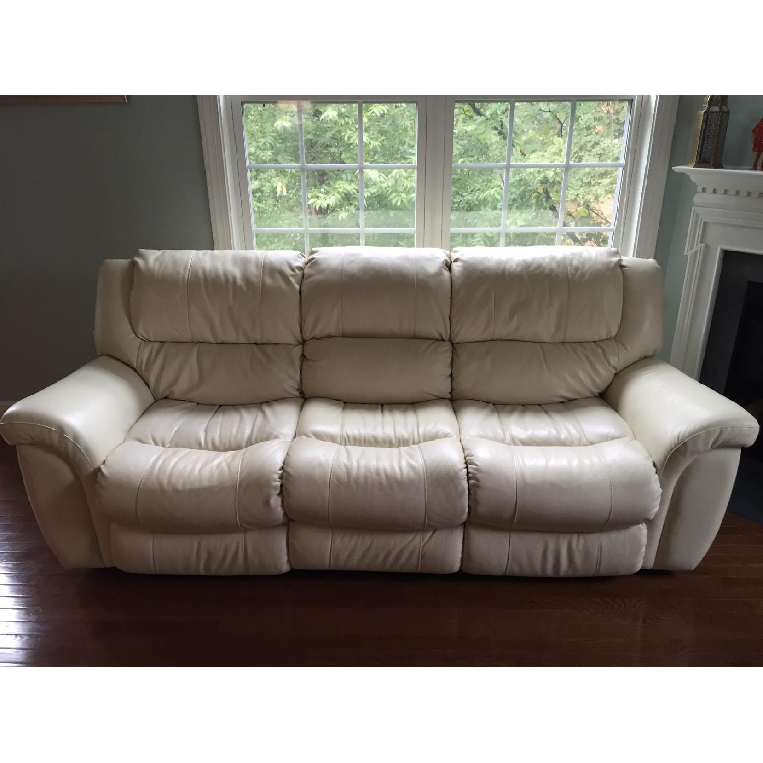 Value City White Leather Power Recliner Sofa +  Chair - image-4