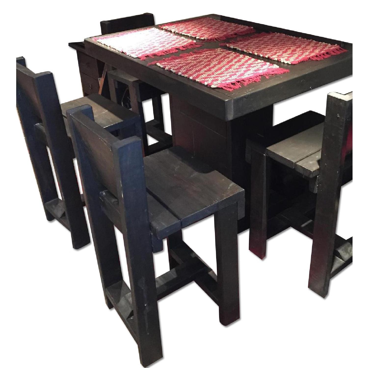 Rustic Wood 5 Piece Kitchen/Dining Set - AptDeco