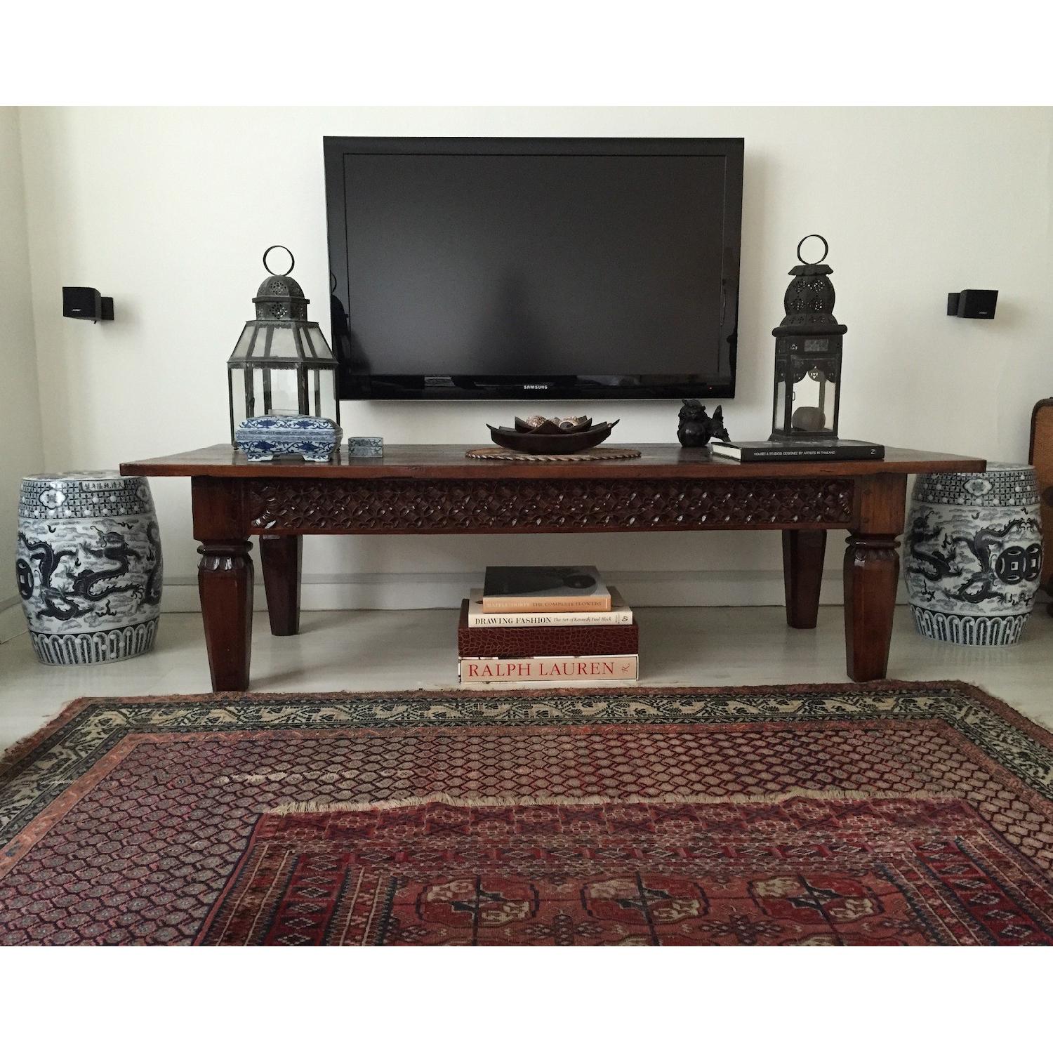 Hand Carved Wooden Table - image-1