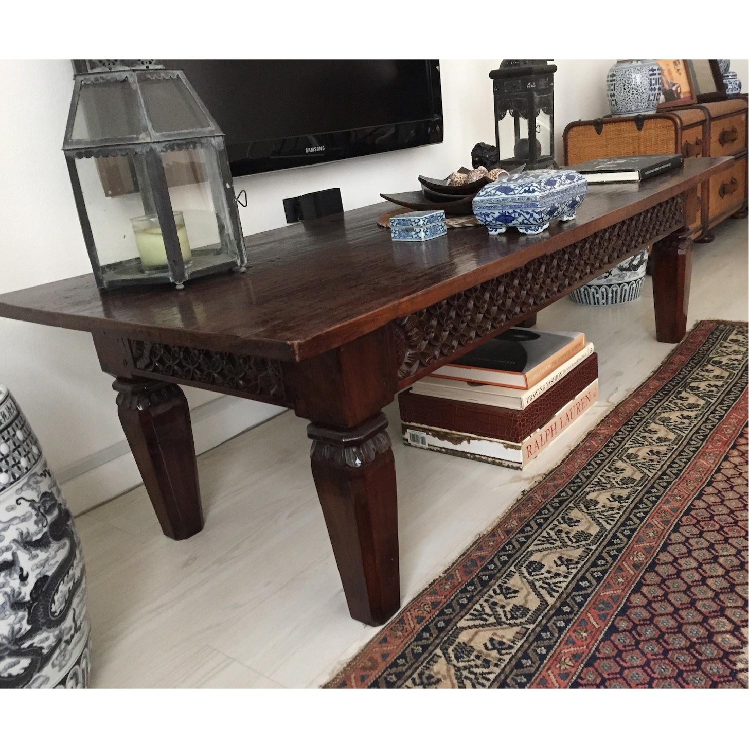 Hand Carved Wooden Table - image-3