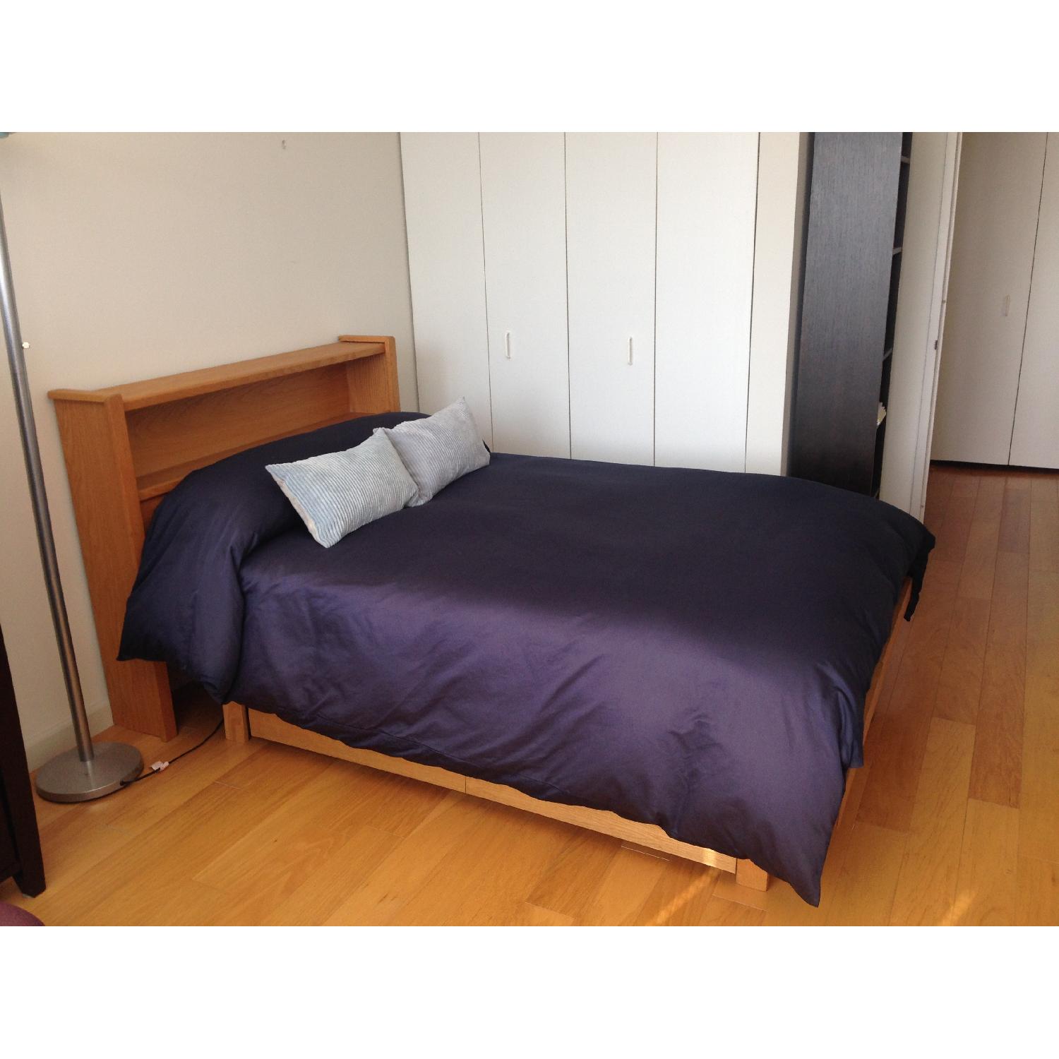 Full Size Platform Bed w/ Bookshelf Headboard & Underbed Storage Drawers - image-1