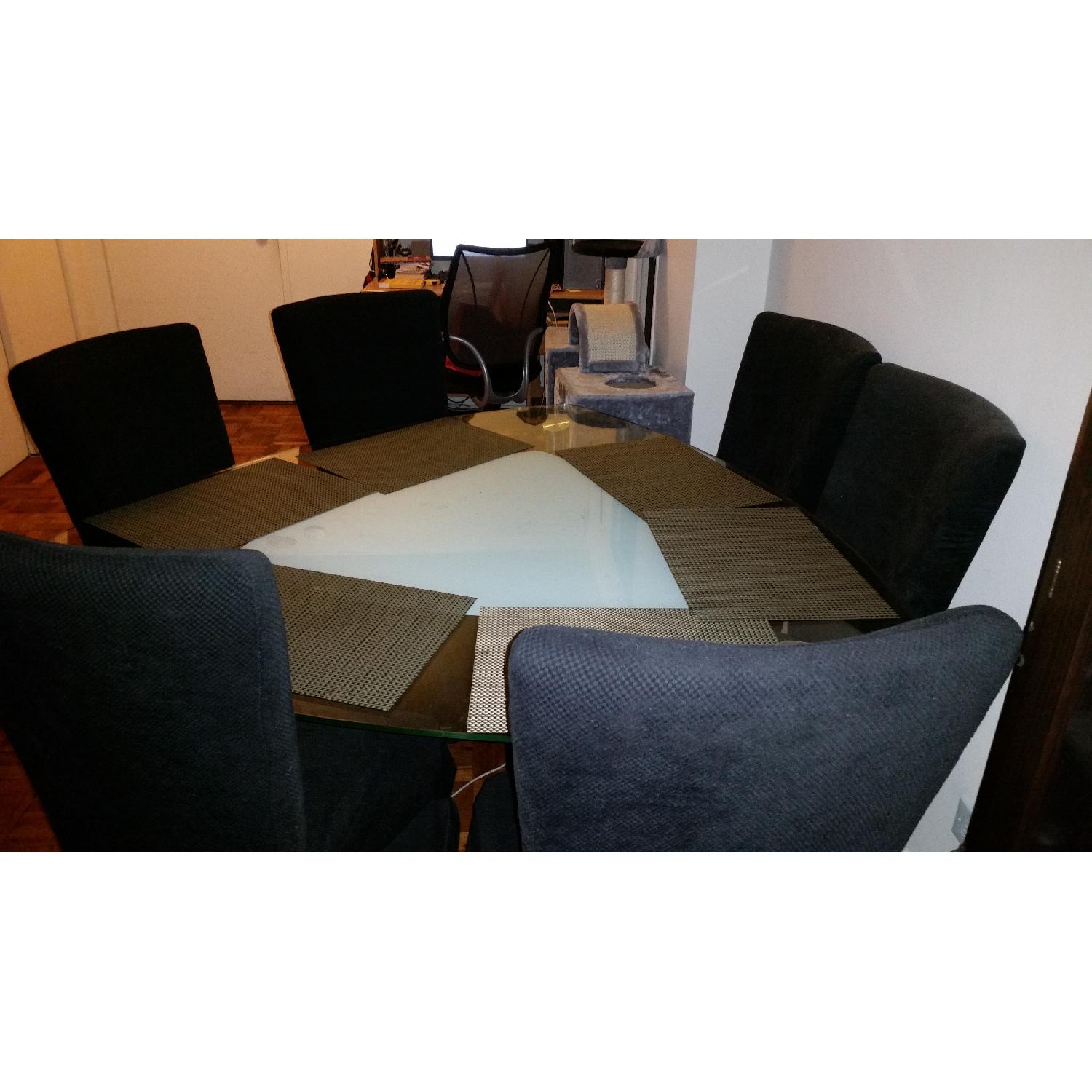 Bob's Glass Triangle Dining Room Table w/ 6 Chairs - image-2