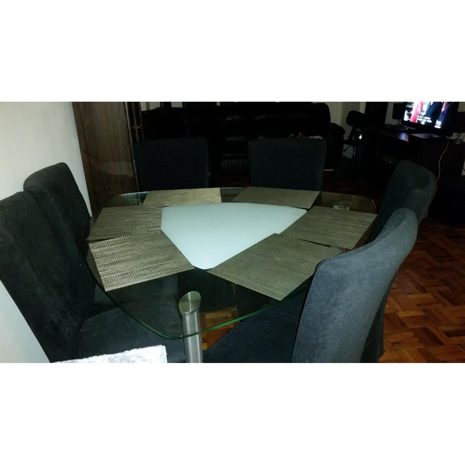 Bob's Glass Triangle Dining Room Table w/ 6 Chairs - image-3