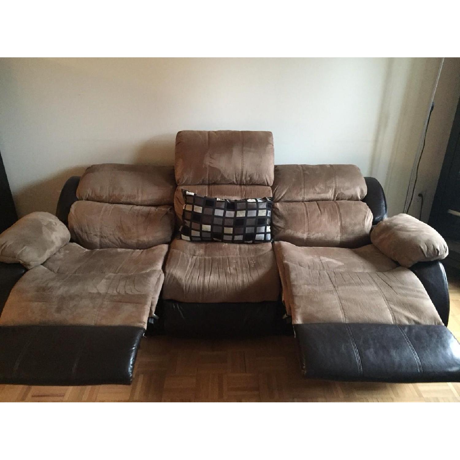 Ashley's Presley Dual Reclining Sofa in Cocoa - image-1