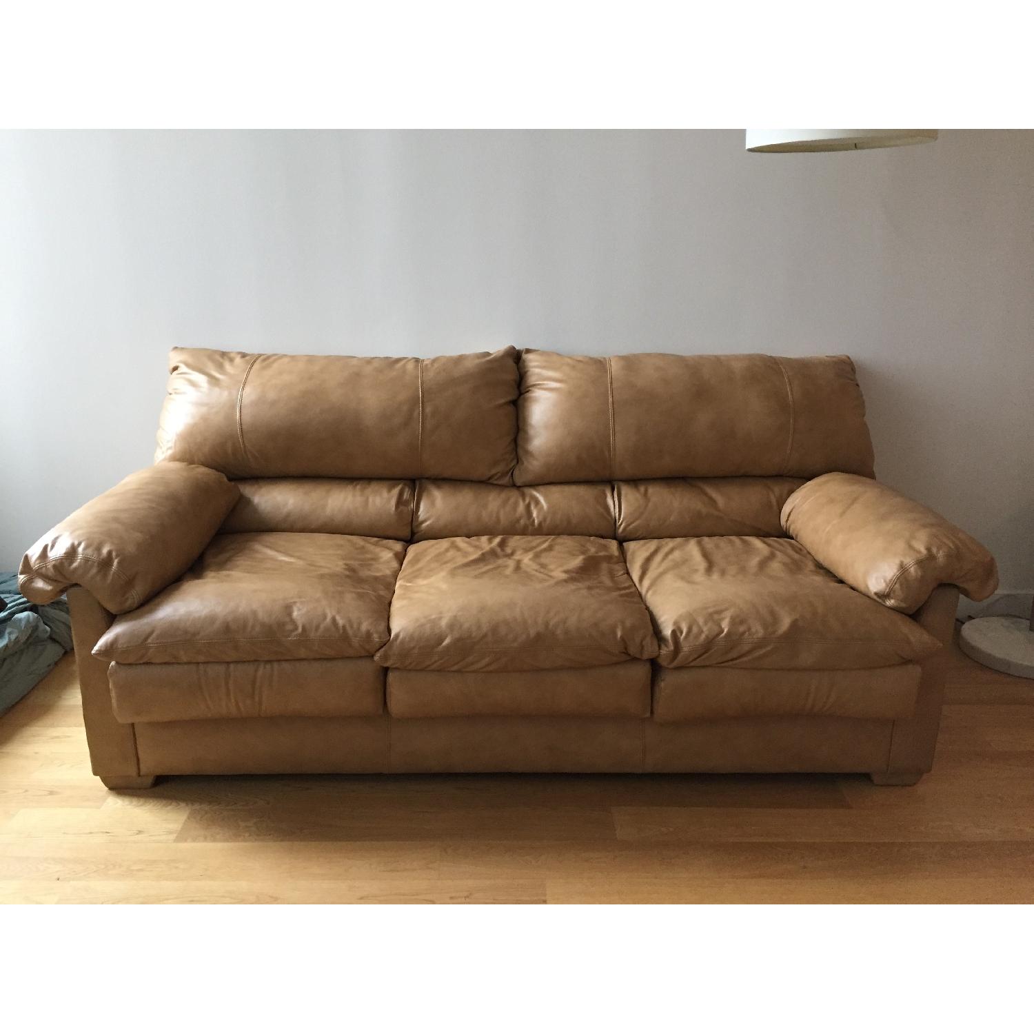 Arizona Leather Beige Leather Couch - image-1
